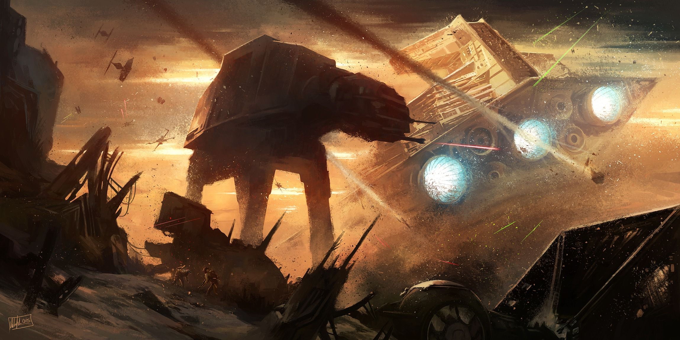 2299x1150 Wallpaper War, Star Wars, Art, Spaceship, Section, AT AT Walker For Mobile And Desktop, Section фантастика, Resolution 2299x1150