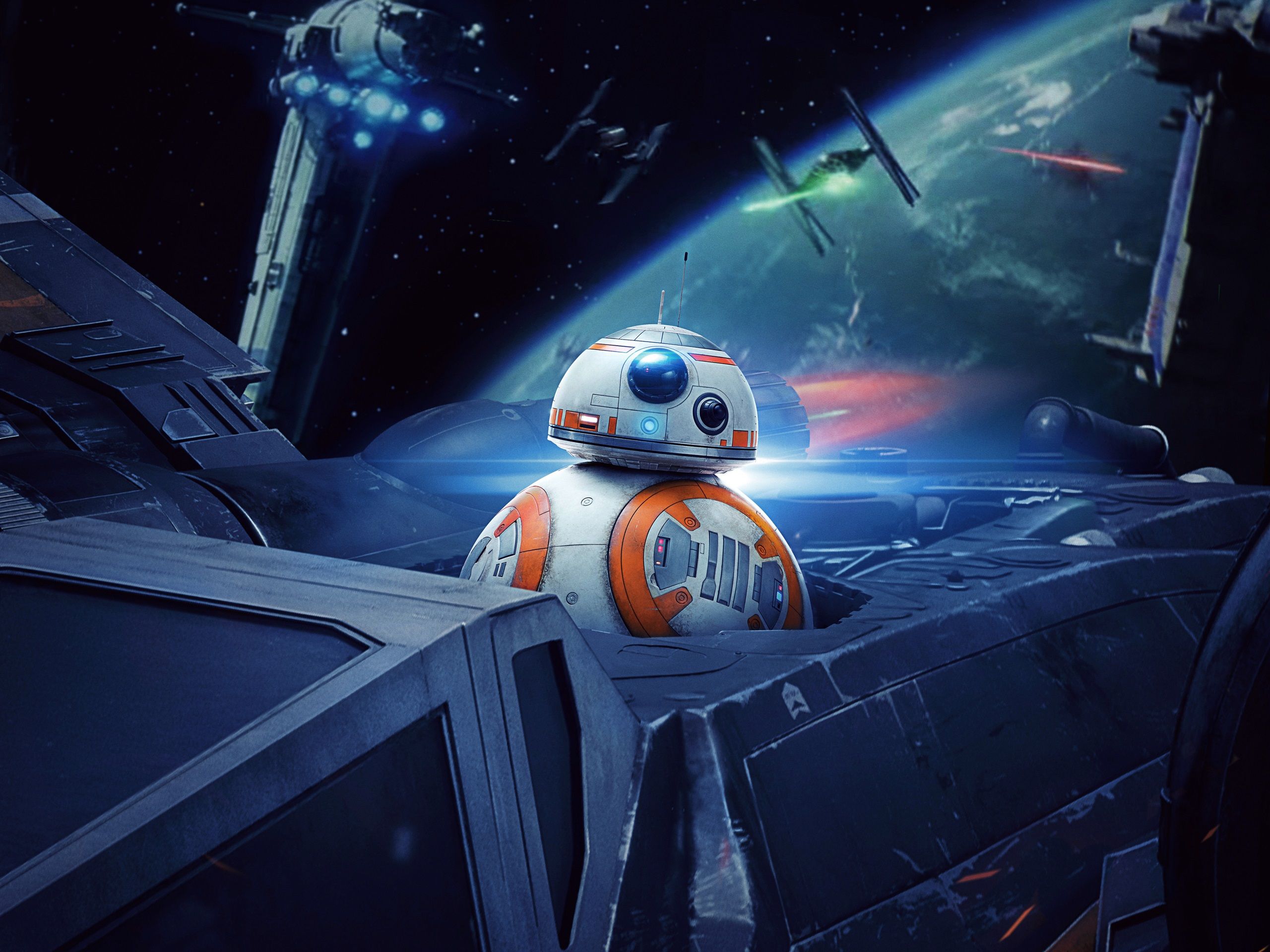 2560x1920 Wallpaper Star Wars, BB8 robot, spaceship 3840x2160 UHD 4K Picture, Image