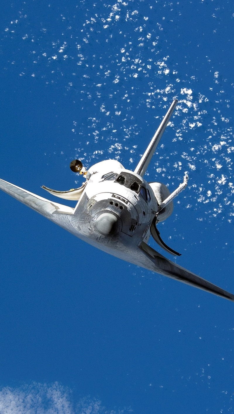 800x1416 Discovery clouds, craft, fly, nasa, plane, shuttle, sky, space, HD phone wallpaper