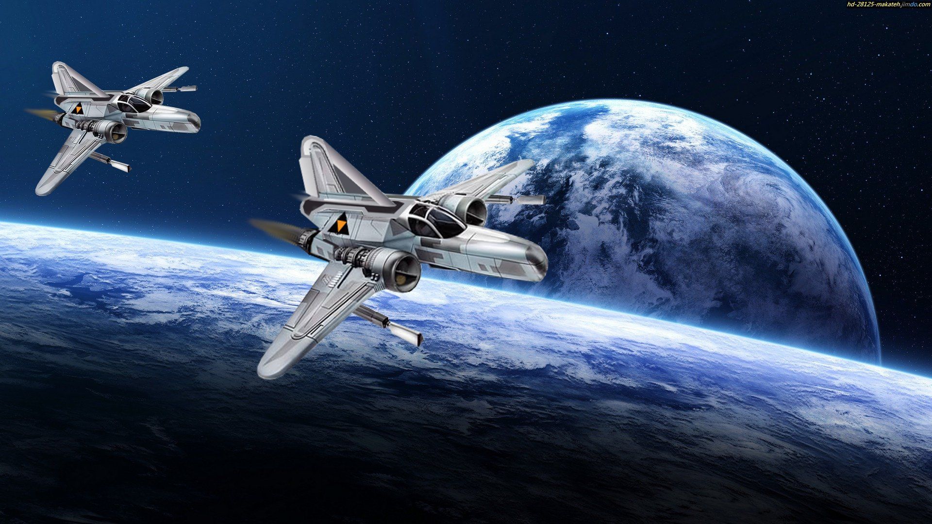 1920x1080 HD Sci Fi Spaceships Orbiting A Majestic Moon And Planet
