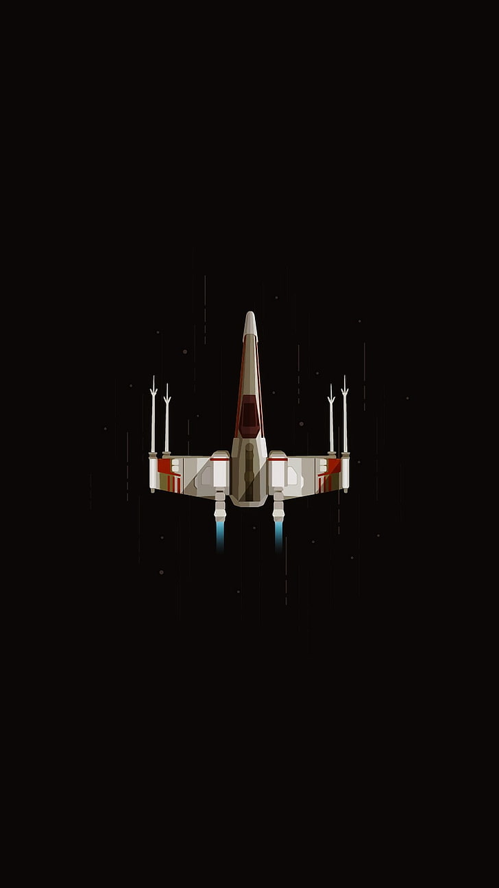 728x1294 HD wallpaper: digital art portrait display rockets spaceship simple background minimalism space flying black background x wing star wars