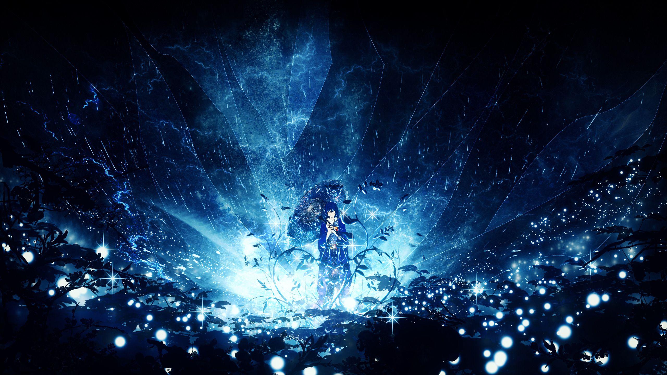 2560x1440 anime wallpaper 2560x1440 outdoor night anime girl umbrella original