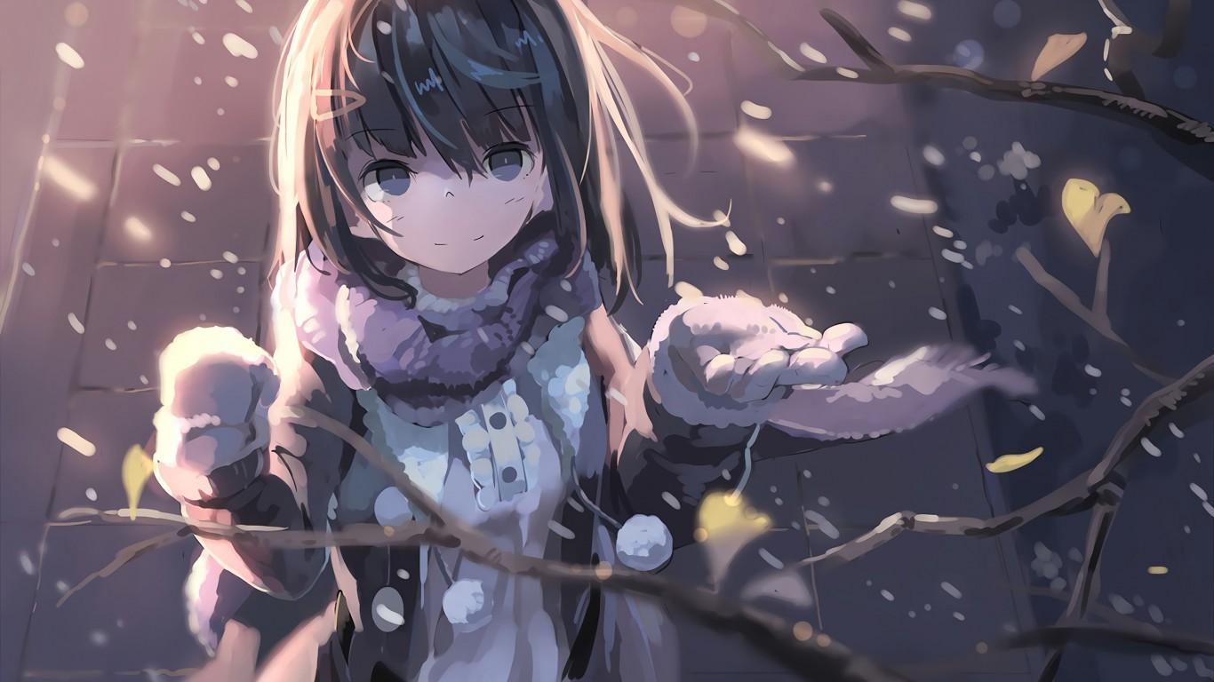 1366x768 Winter Anime Wallpaper