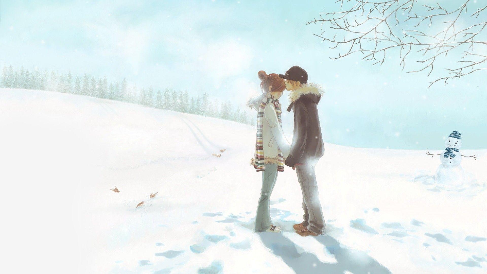 1920x1080 Winter Anime Wallpaper Snow Background