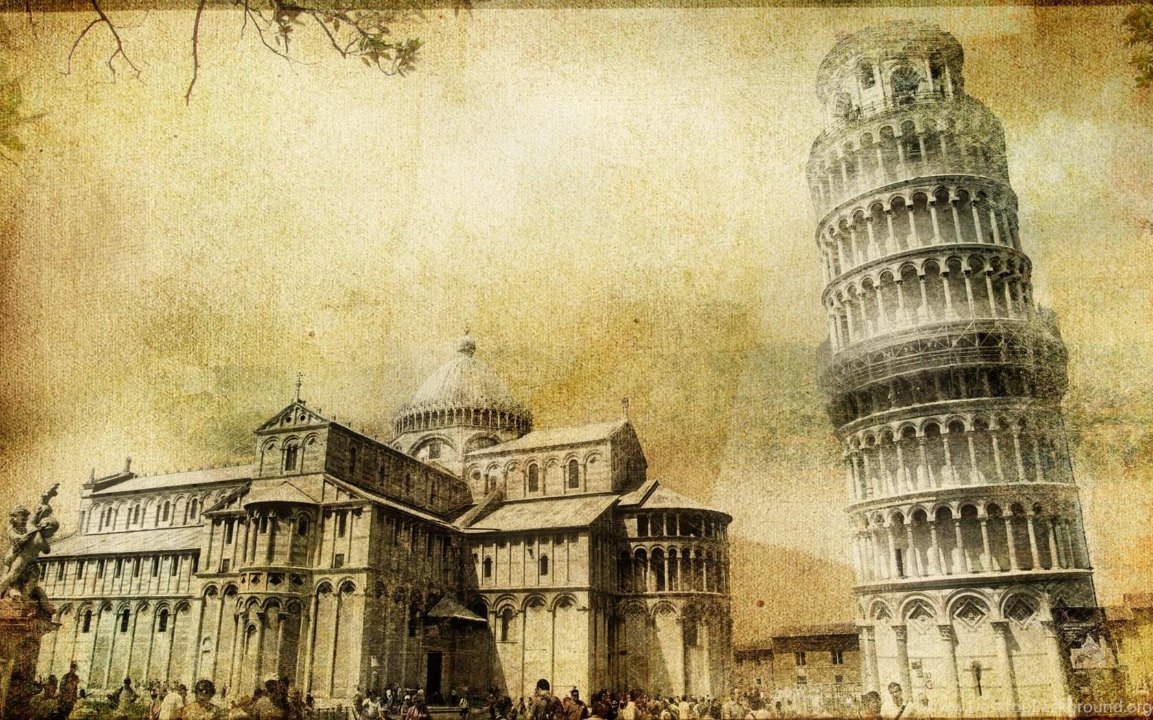 1680x1050 Vintage Art Pisa City Urban Photo Wallpaper Wall Mural Room Decor