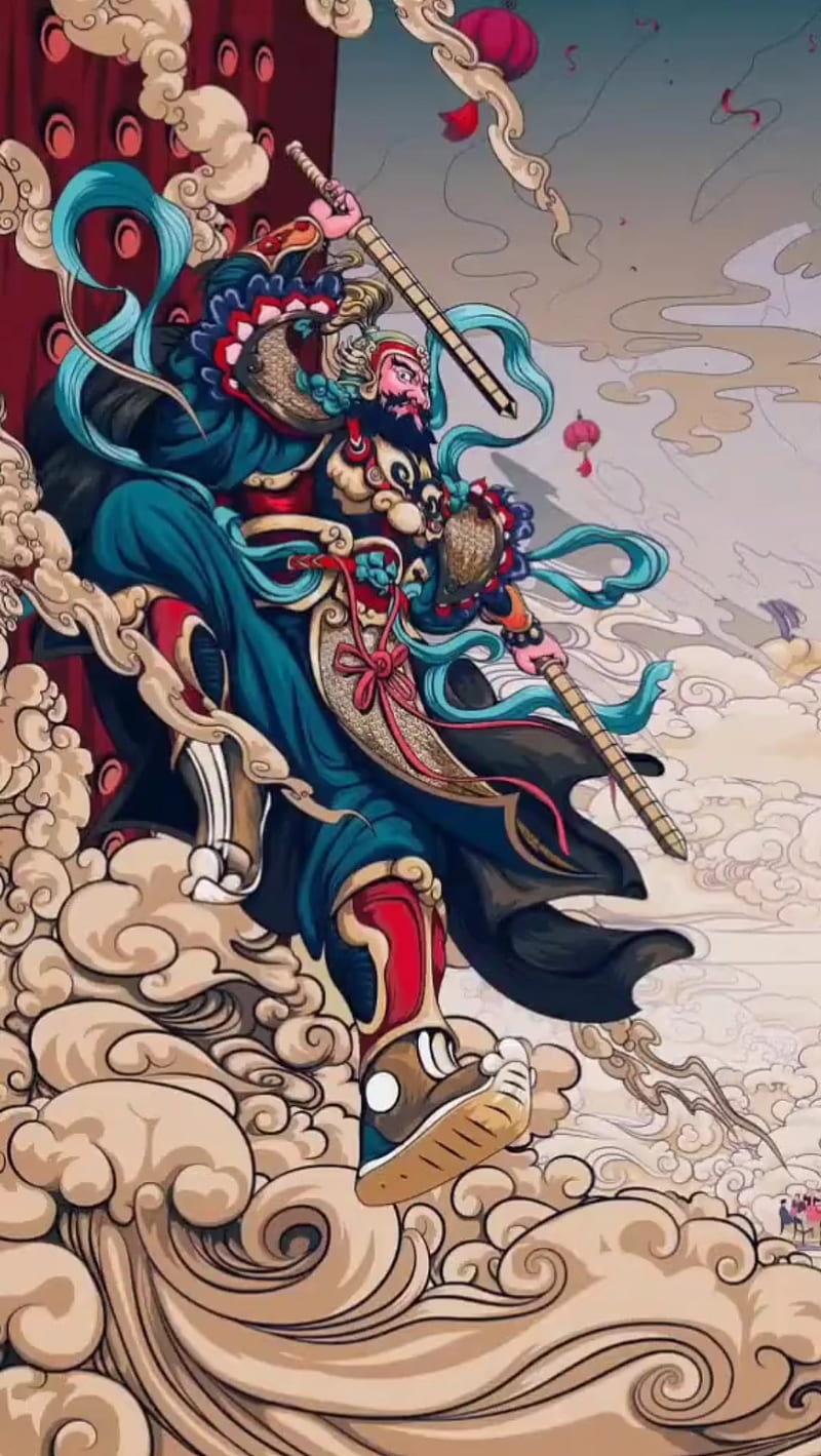 800x1419 Chinese Warrior, art, mural, HD phone wallpaper