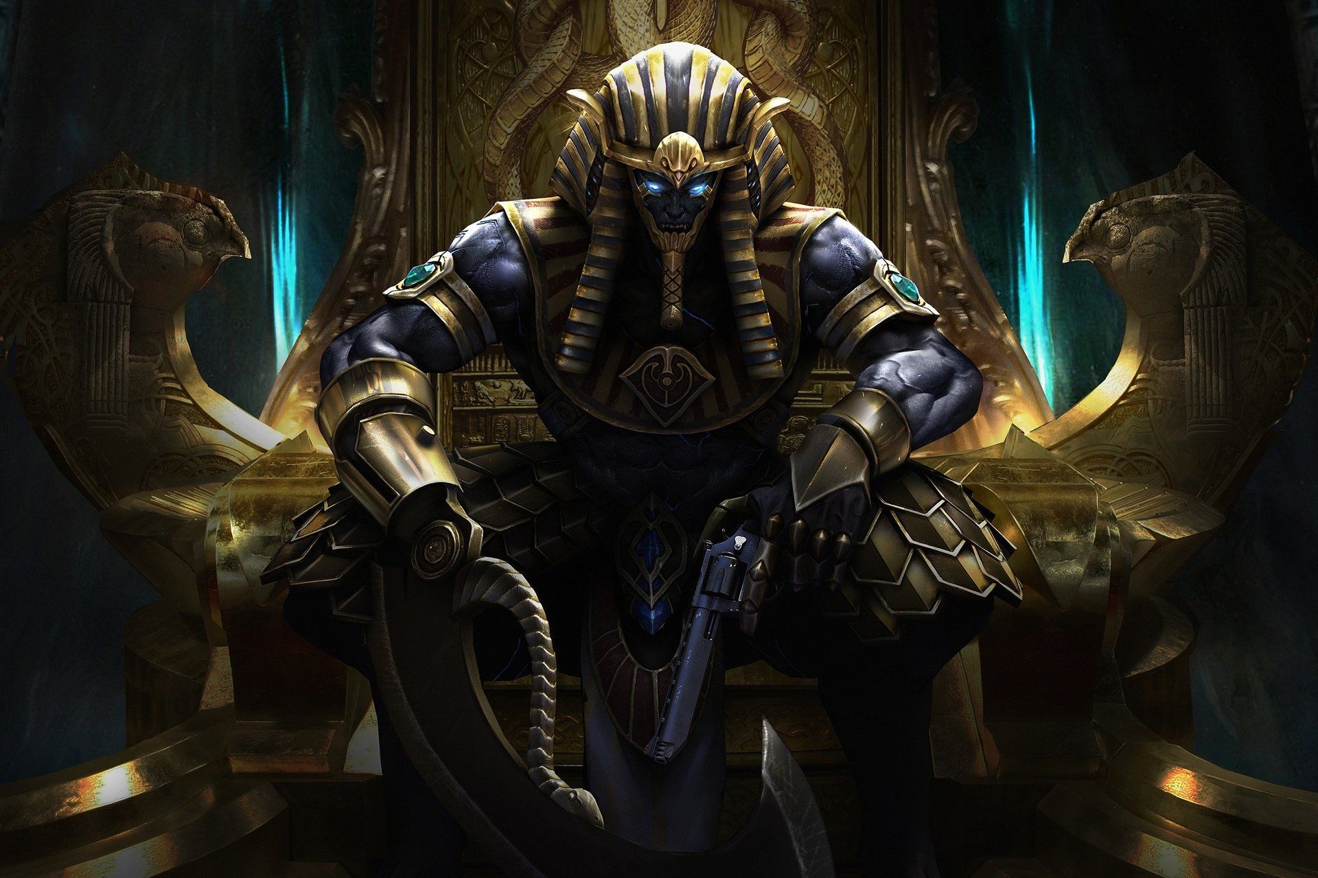 1920x1280 Dark Egyptian Warrior: HD Gunblade Guardian Wallpaper by Ares王颐墨