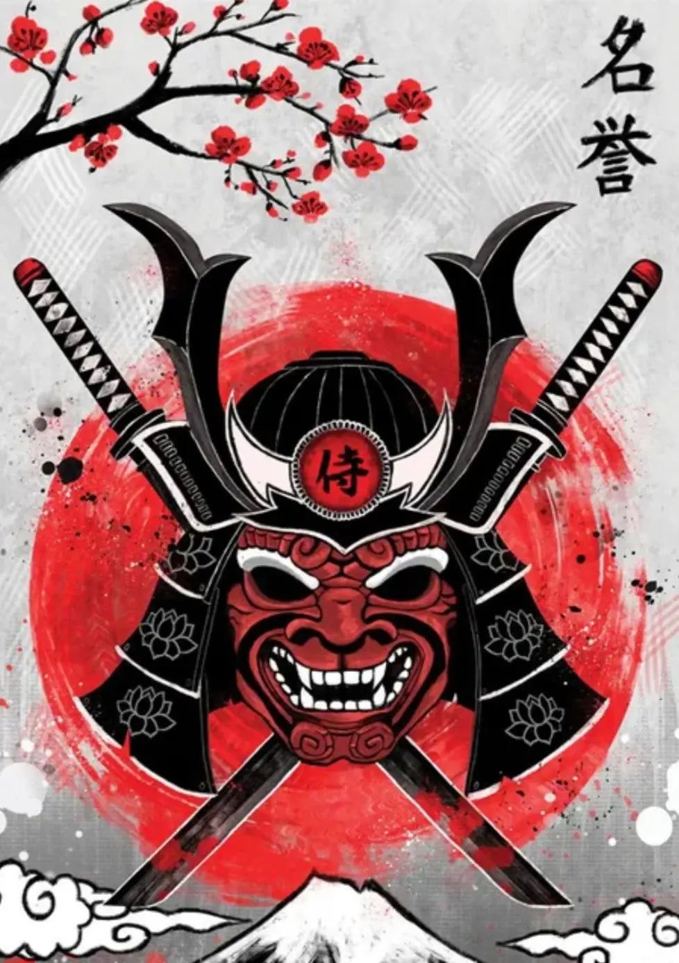 978x1386 Samurai Oni Demon Ink Wash Poster