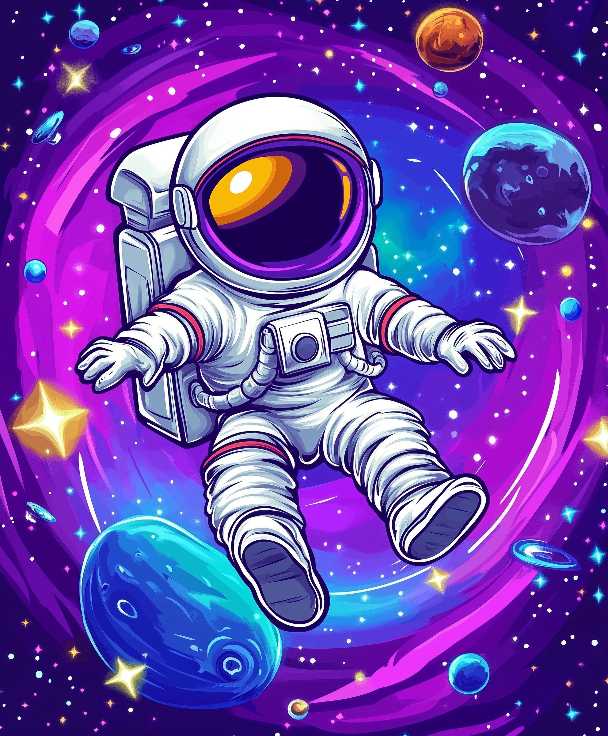 1984x2400 Vibrant Astronaut Space Wallpaper Quality • PromptDen