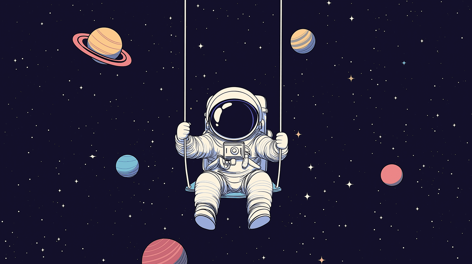 1600x897 Mural Wallpaper astronaut. An astronaut swinging in the starry space