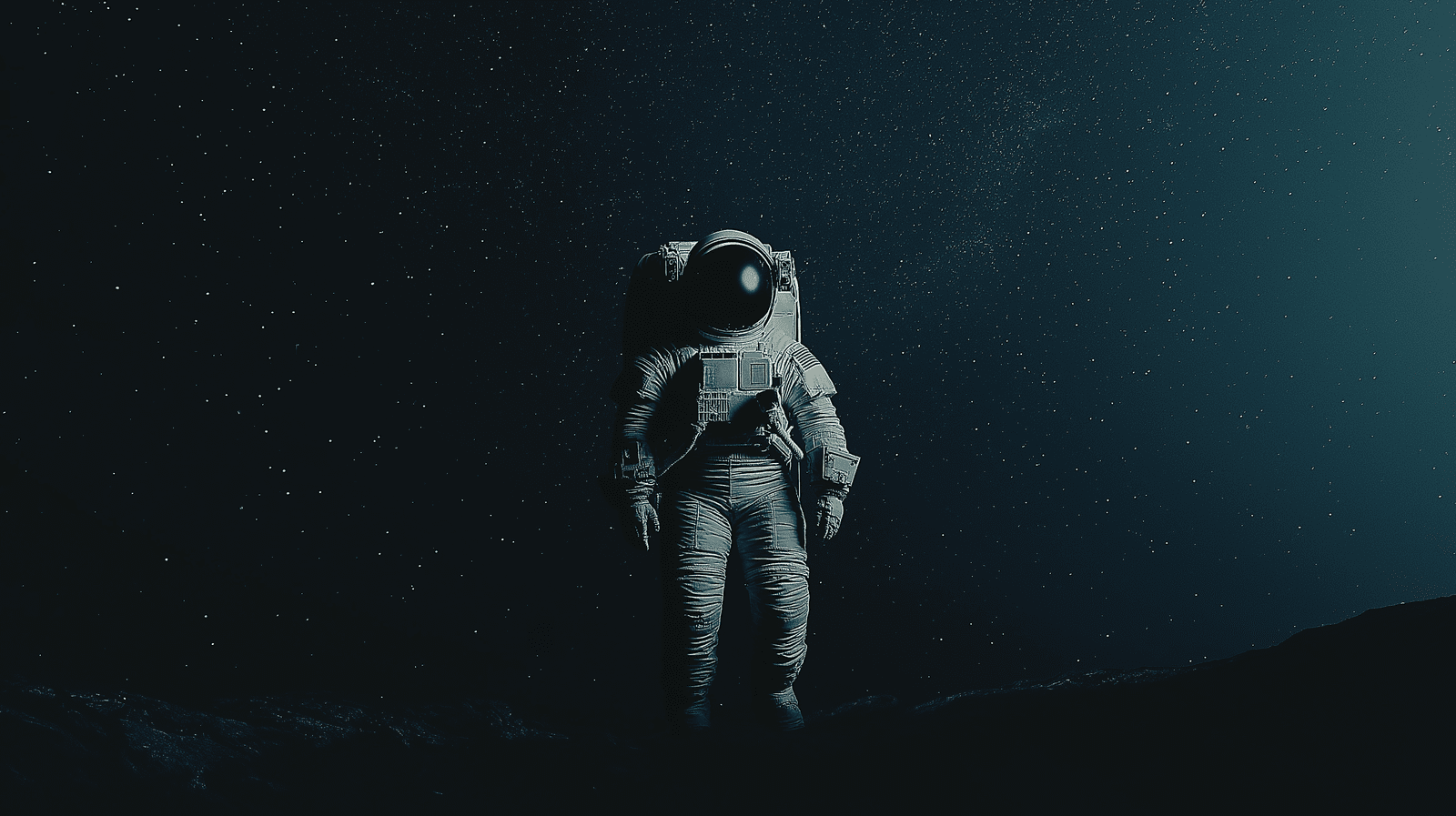 1600x897 Mural Wallpaper astronaut. Astronaut in a starry landscape