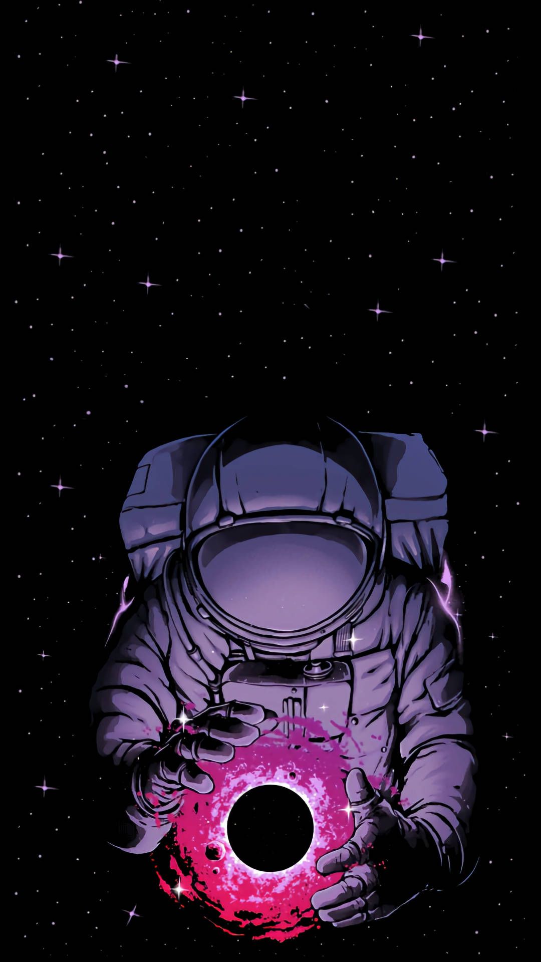1080x1920 Download Black And Purple Aesthetic Astronaut Wallpaper