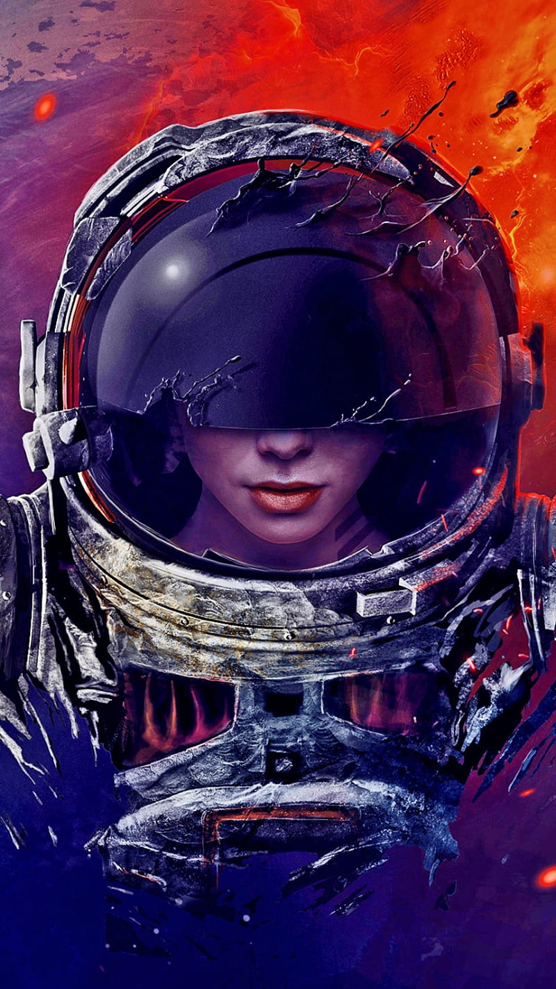 800x1423 Astronaut girl, astronaut, girl, graphics, HD phone wallpaper