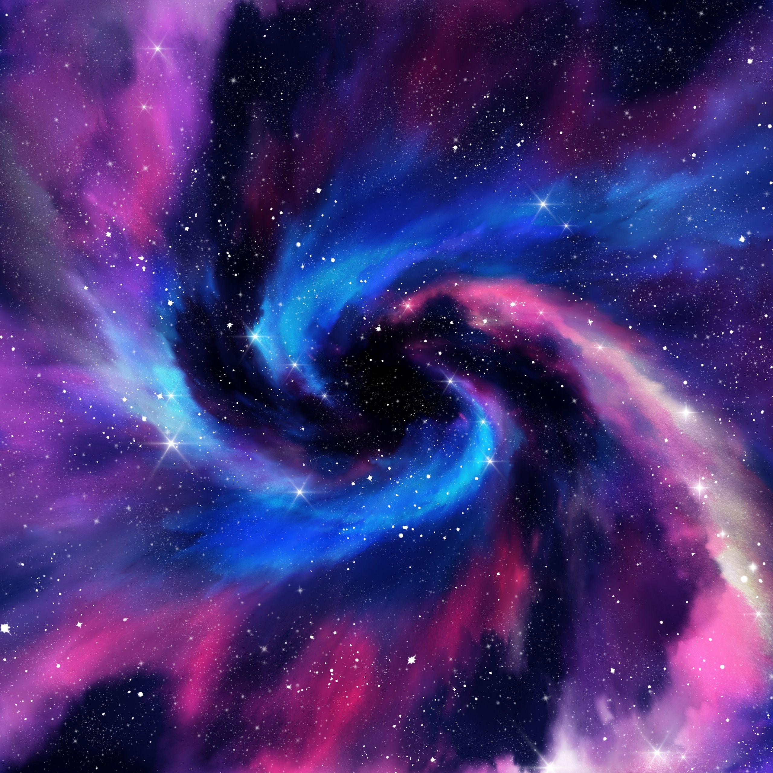 2560x2560 Spiral galaxy Wallpaper 4K, Milky Way, Stars, Deep space
