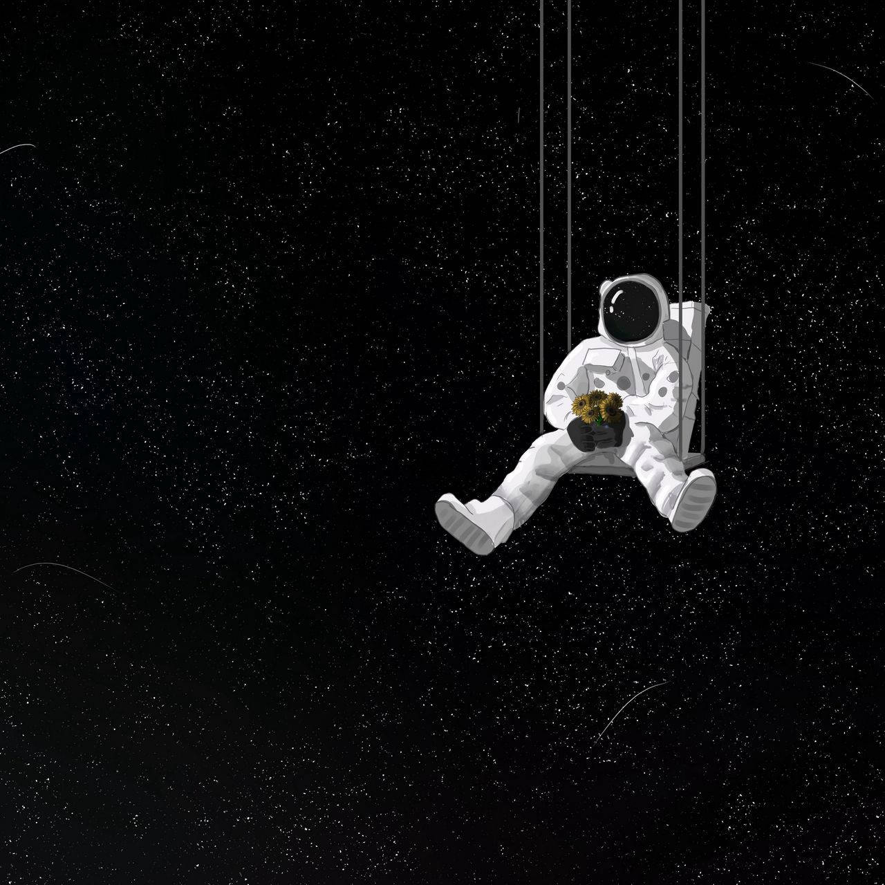 1280x1280 Astronaut In Space Wallpaper