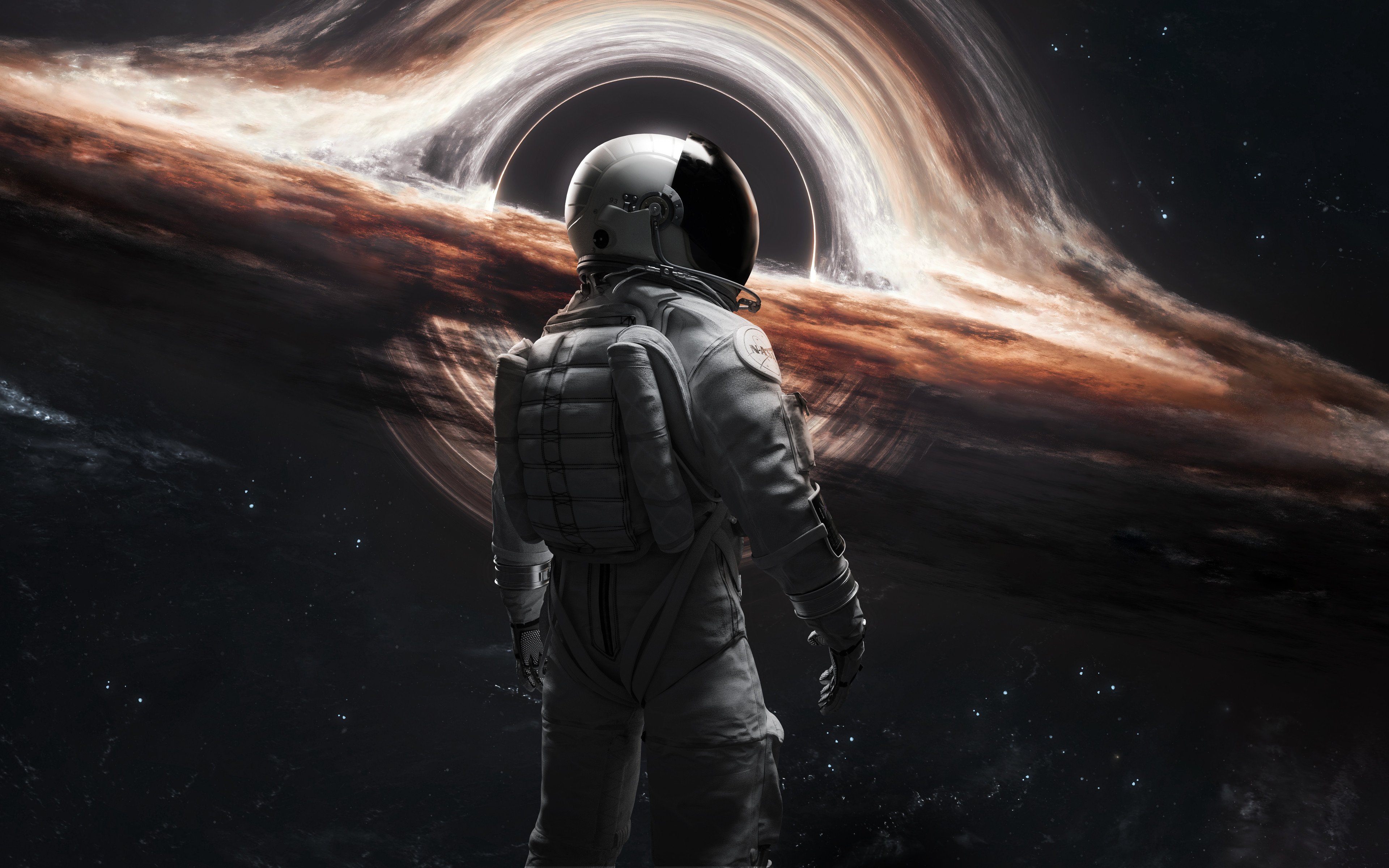 3840x2400 4K Ultra HD Sci Fi Astronaut At The Edge Of A Black Hole By Vadim Sadovski