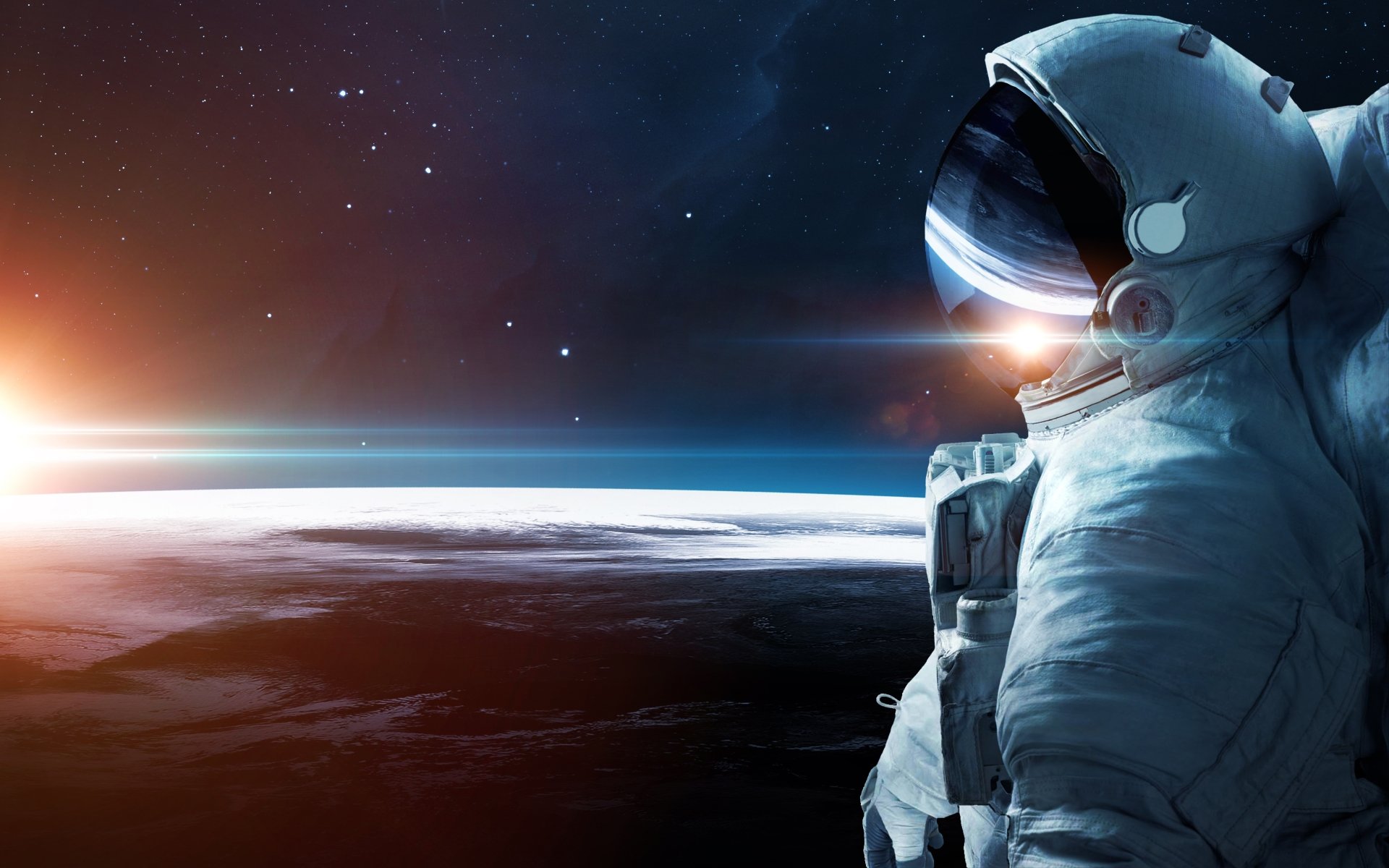 1920x1200 4K Ultra HD Wallpaper: Astronaut at Sunrise in Space