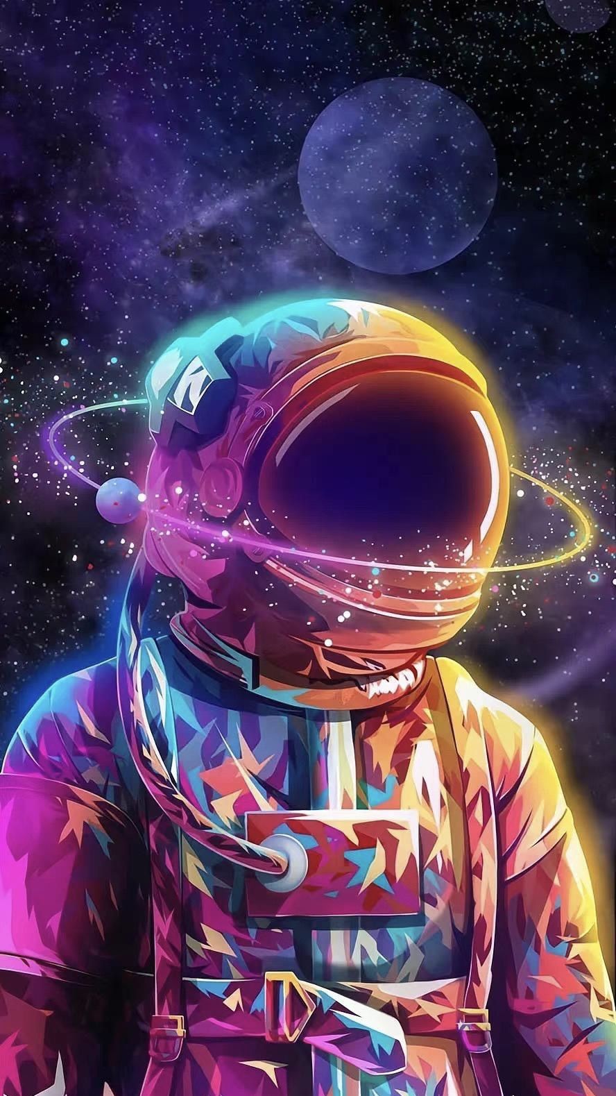 888x1579 Wallpaper Astronaut, Colorful Astronaut, Space Suit, Space, Art, Background Free Image