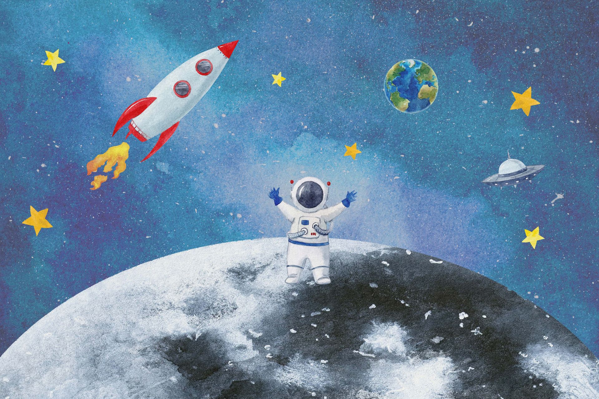 1920x1280 Wallpaper Mural on the Moon