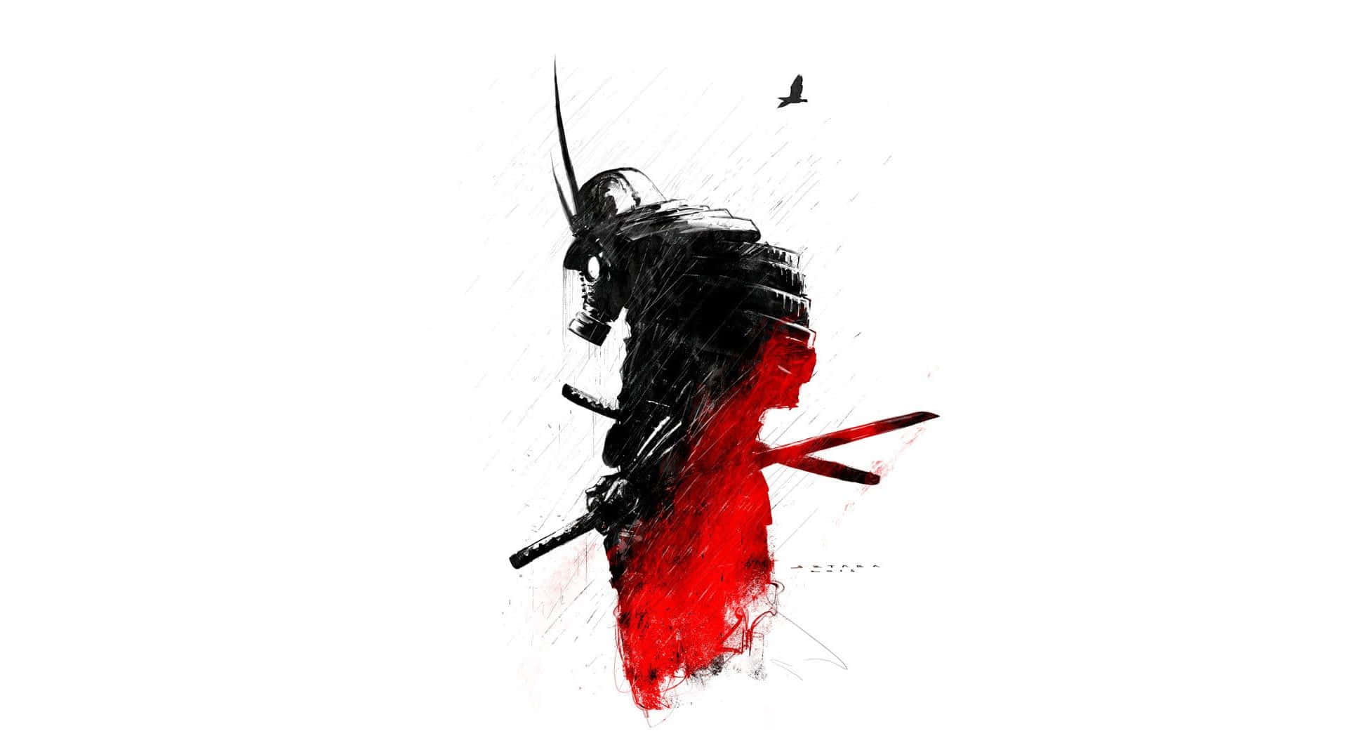 1919x1041 Red And Black Samurai Wallpaper