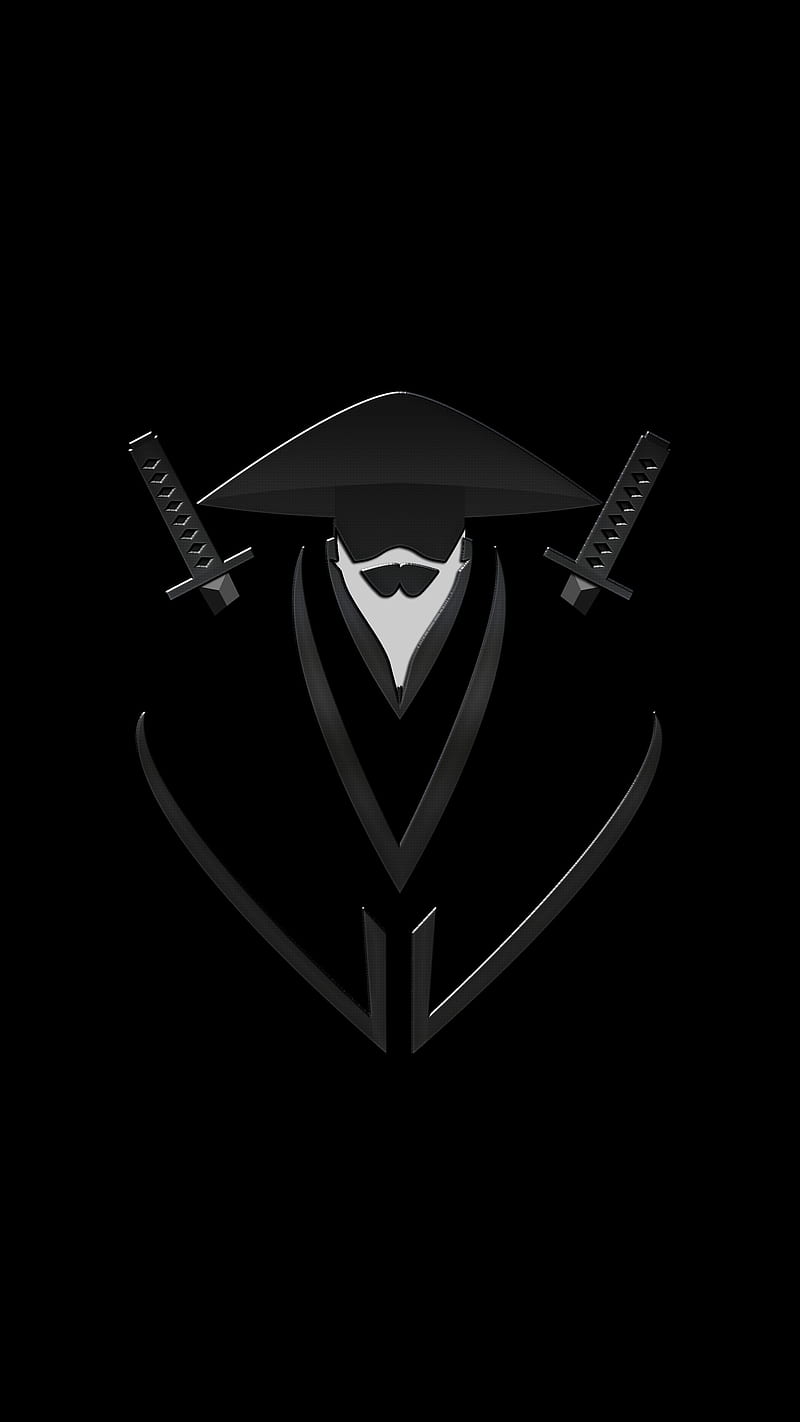 800x1422 AMOLED Samurai, amoled, best, black, clean, cool, minimal, samurai, sleek, HD phone wallpaper