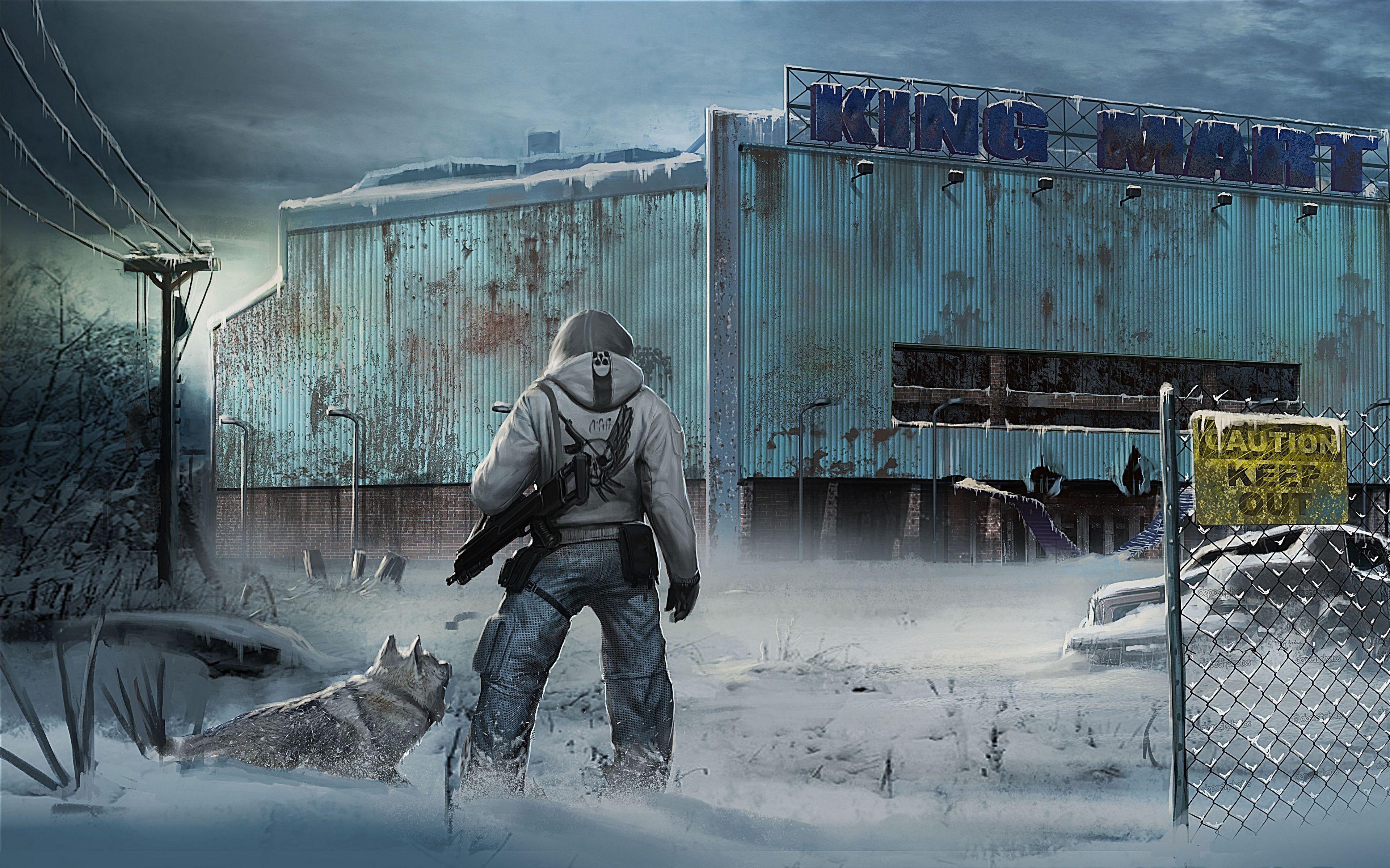 3840x2400 Download wallpaper 3840x2400 the last of us, city, winter 4k ultra