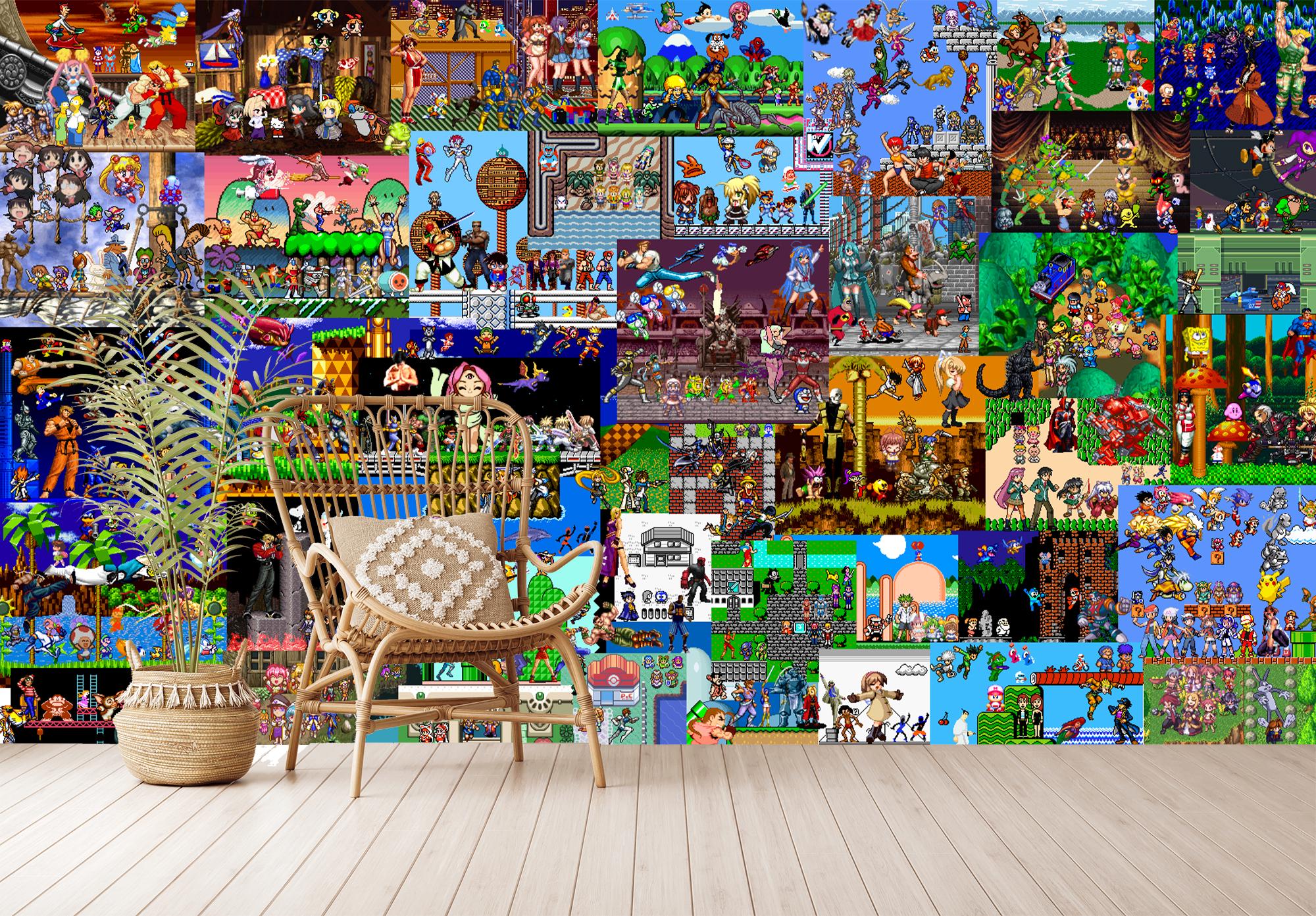 2000x1393 3D Gaming Room Wallpapes for Walls, games Collage Wallpaper, peel and Stick