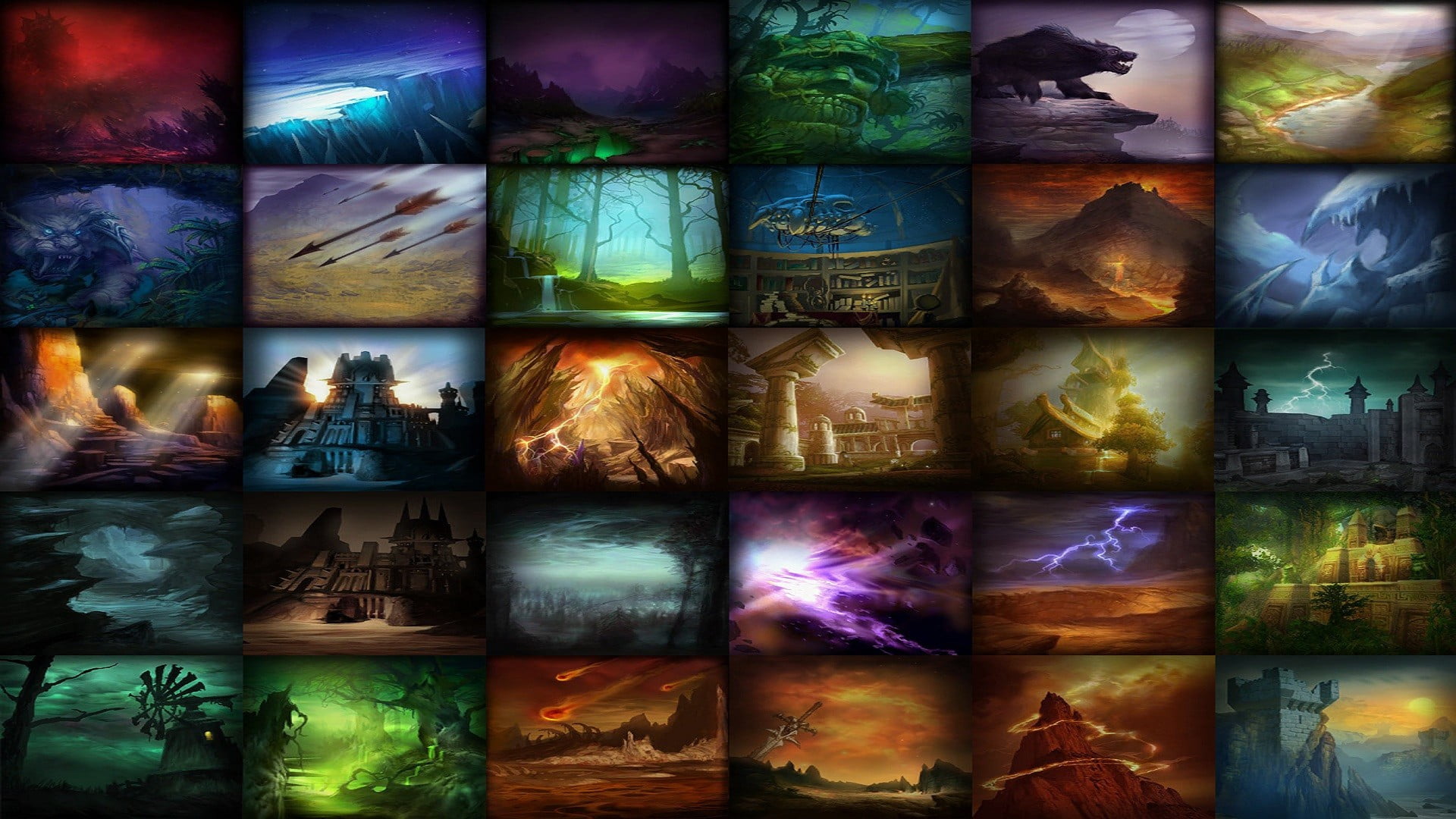 1920x1080 Assorted landscape collage, World of Warcraft, collage, video games HD wallpaper