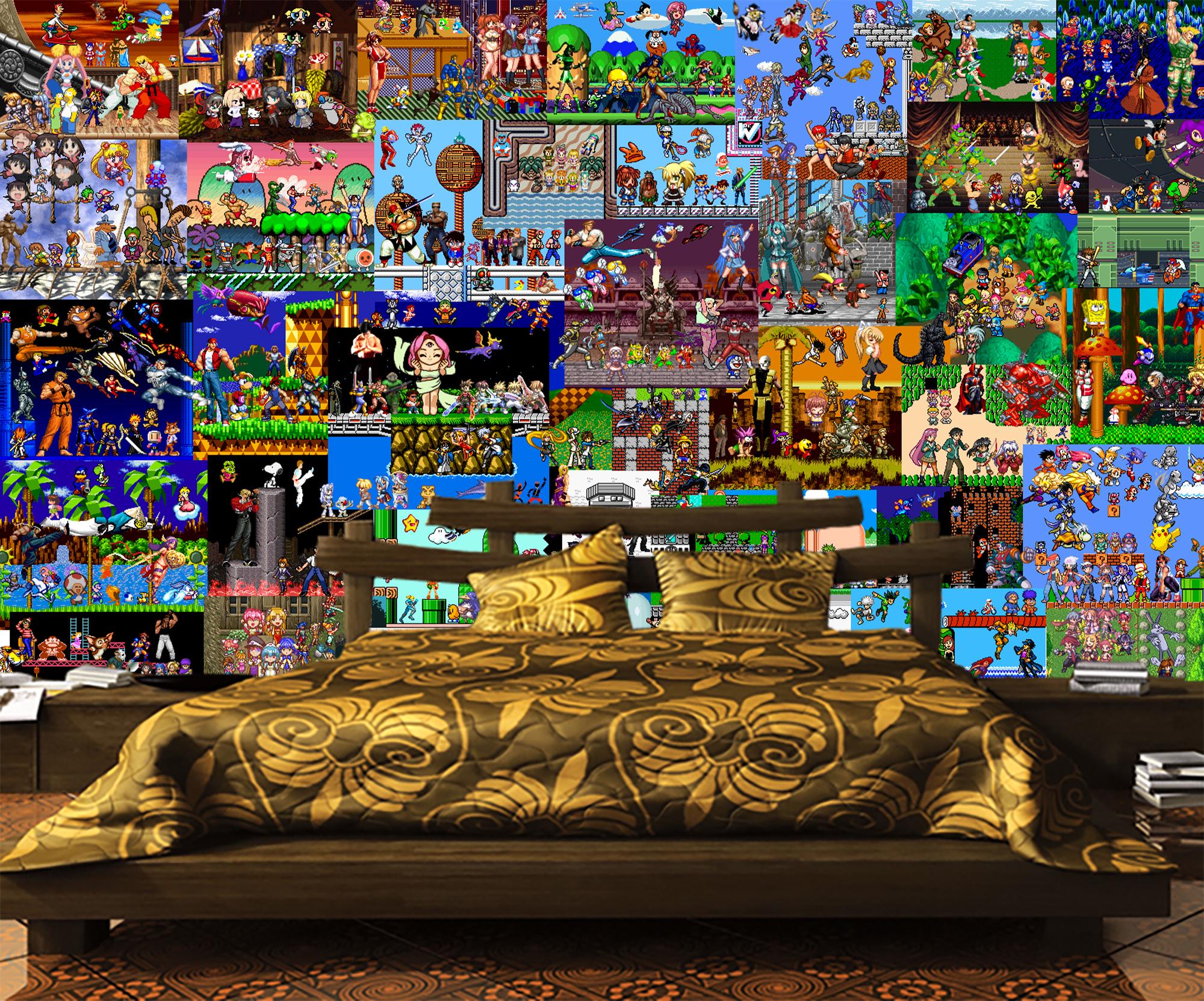2000x1662 3D Gaming Room Wallpapes for Walls, games Collage Wallpaper, peel and Stick