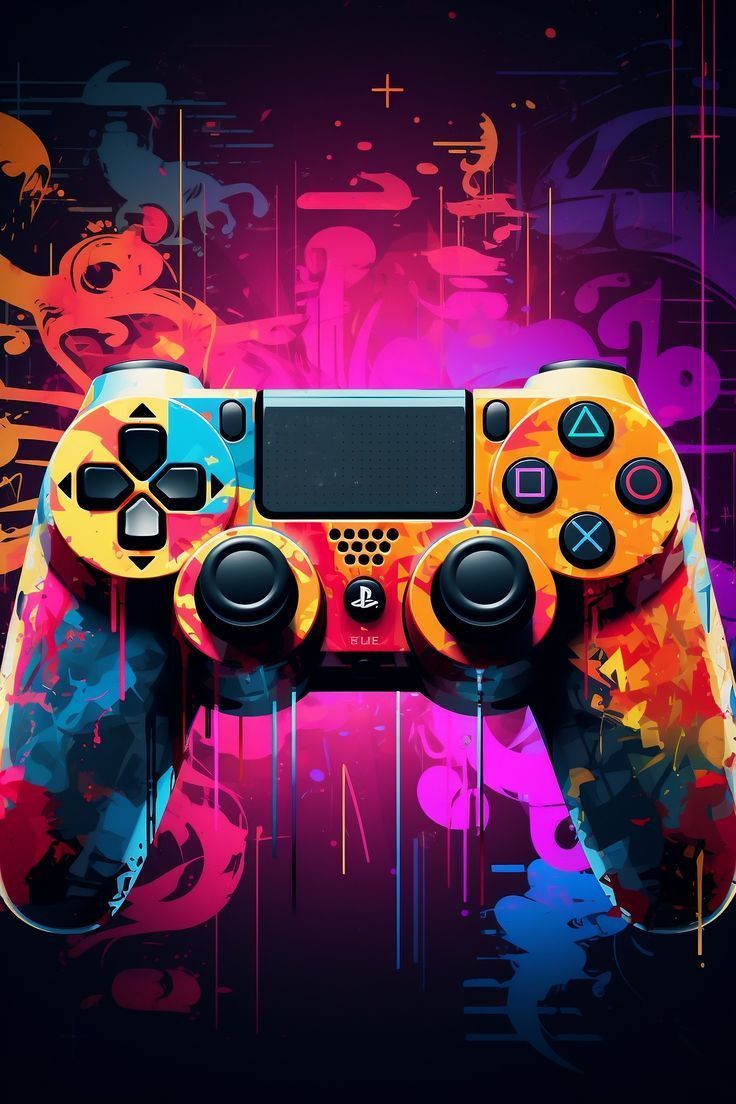 736x1104 PS5 Controller Art: Miami Retro Gaming