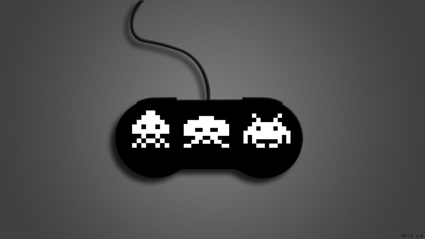 1366x768 Space Invaders, Controllers, Video Games, Gray, Black, Death Star, Wires Wallpaper HD / Desktop and Mobile Background