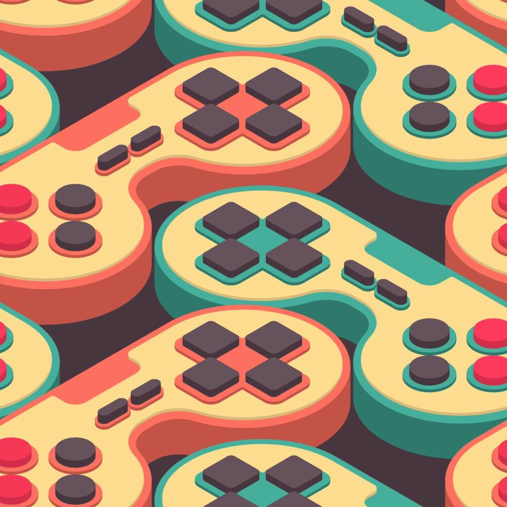 1000x1000 Retro Controllers Wallpaper ➡ 100% PVC Free And Non Toxic