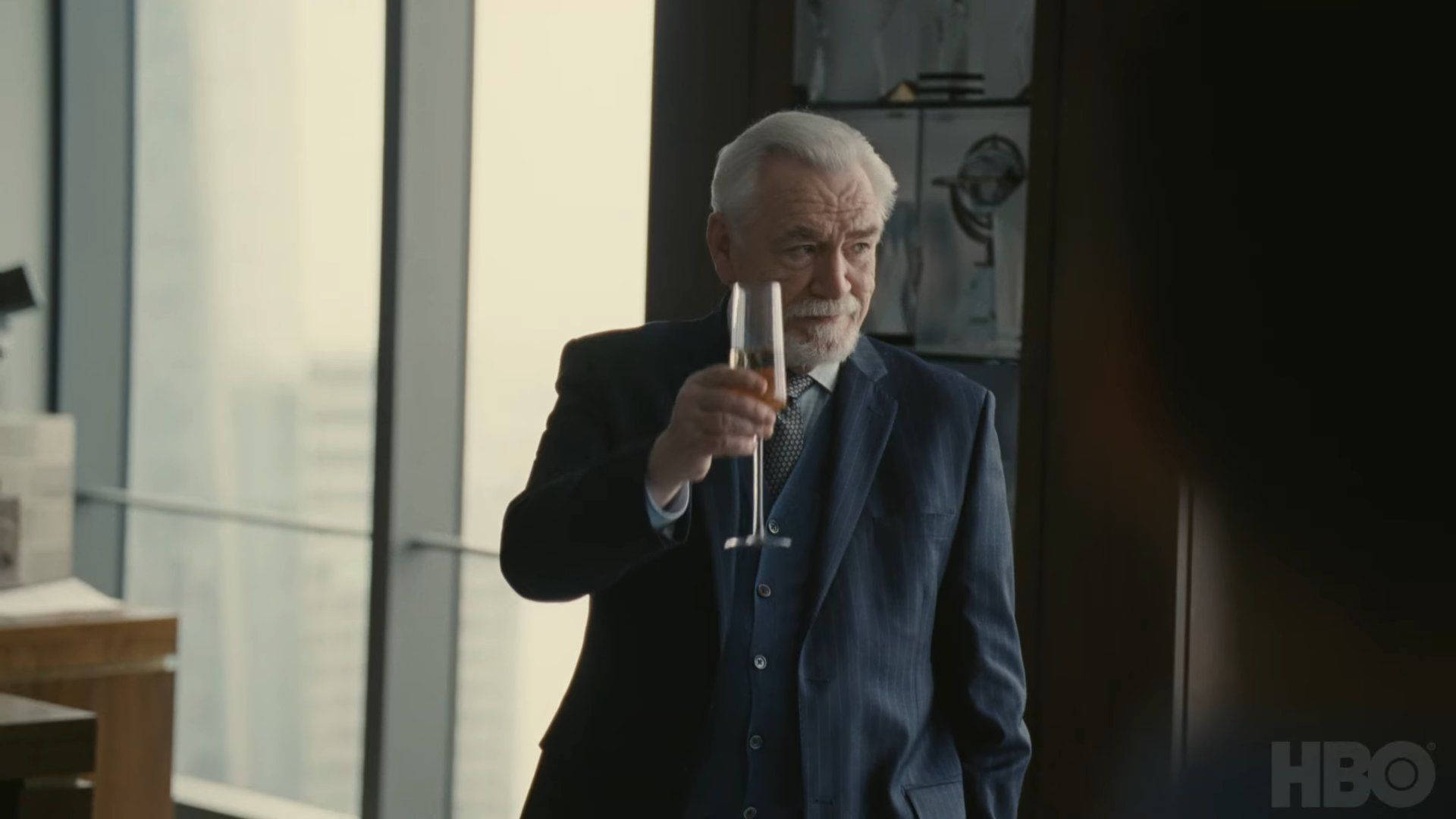 1920x1080 Download Logan Roy Raising a Toast in Succession Wallpaper