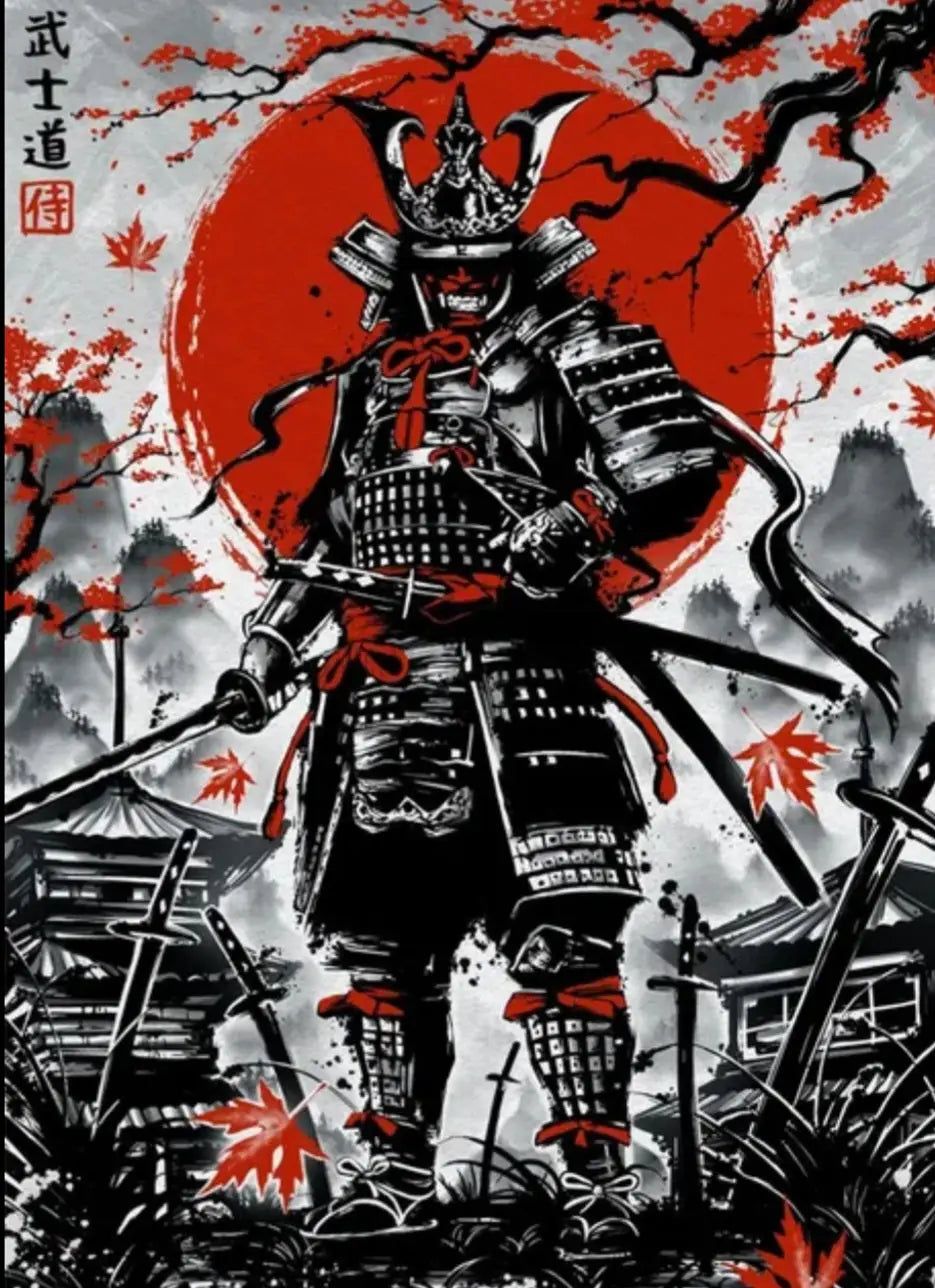 935x1288 Samurai Warlord Ink Wash Poster