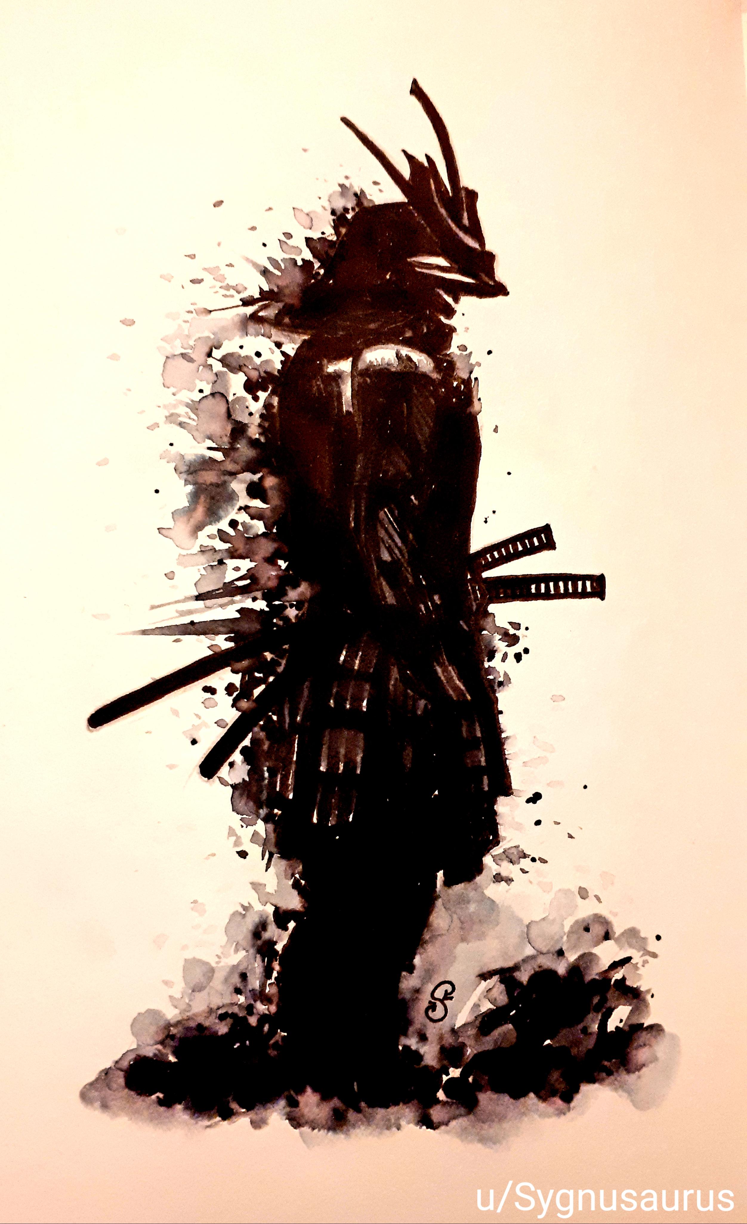 2504x4102 Samurai, done with ink and water