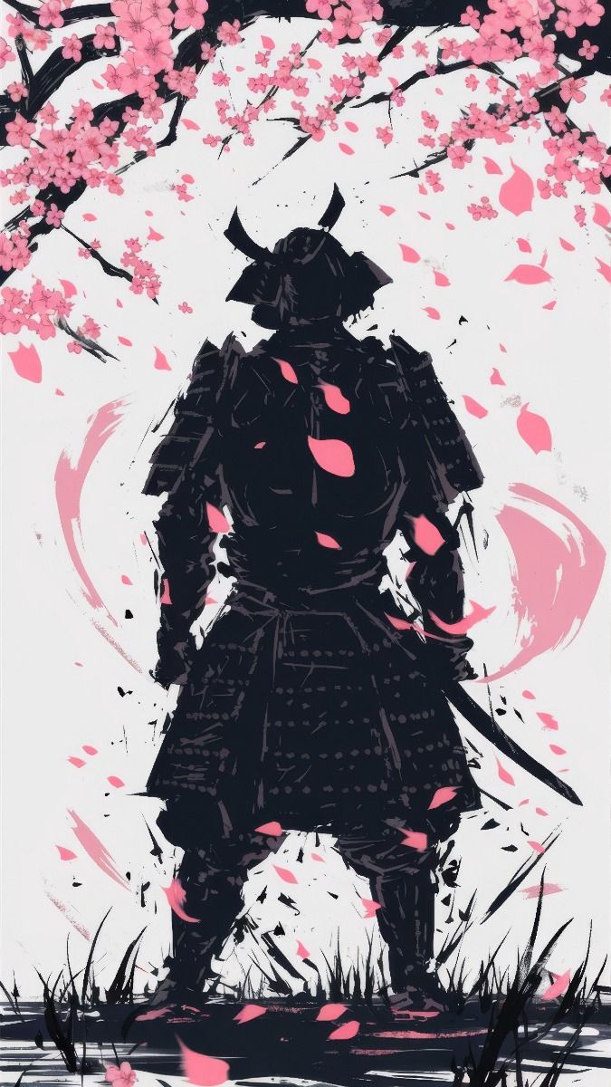675x1200 Samurai Ink Style Japanese Art Painting