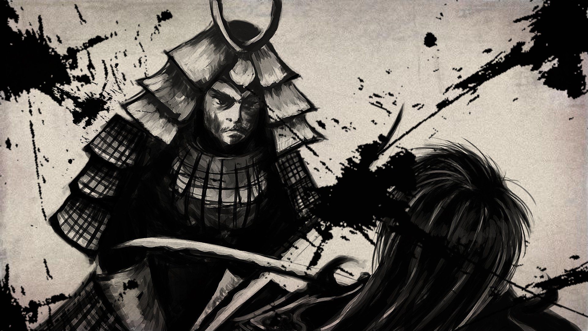 1920x1080 Inkbound Samurai. Shadowblade Ronin. Sumi Warlord. Ebon Dawn Samurai