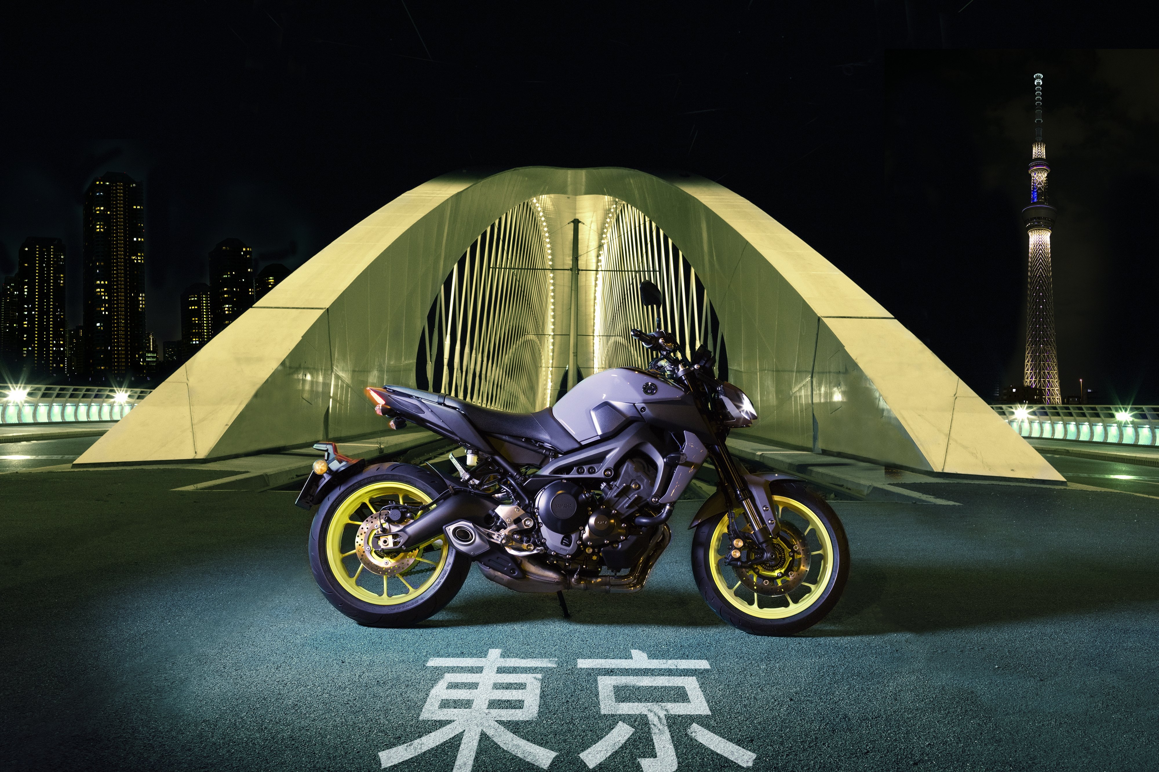 4000x2667 Yamaha MT 09 4K Ultra HD Motorcycle Wallpaper In Tokyo Nightscape