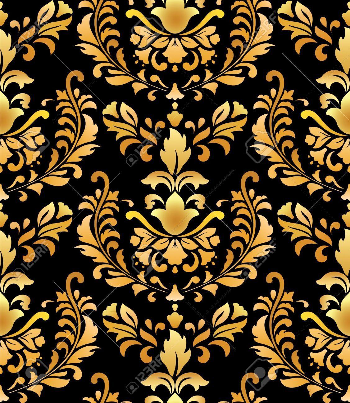 1127x1300 Black And Gold Wallpaper Damask, HD Wallpaper & background