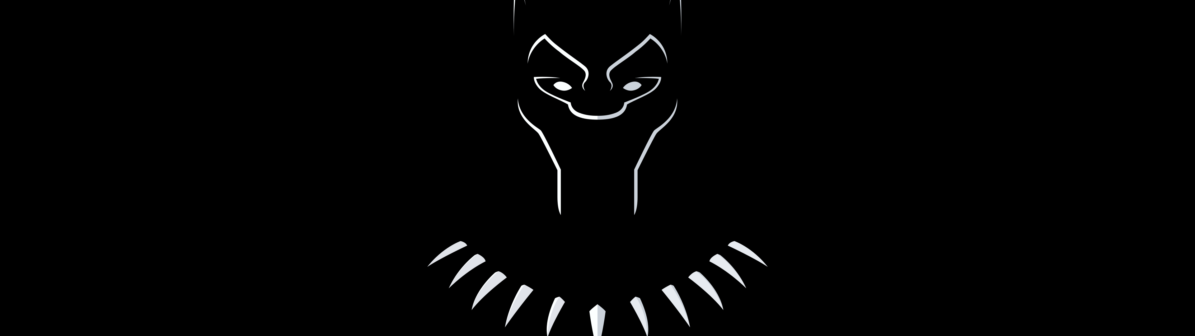 3840x1080 Black Panther Wallpaper 4K, Minimalist, Black background