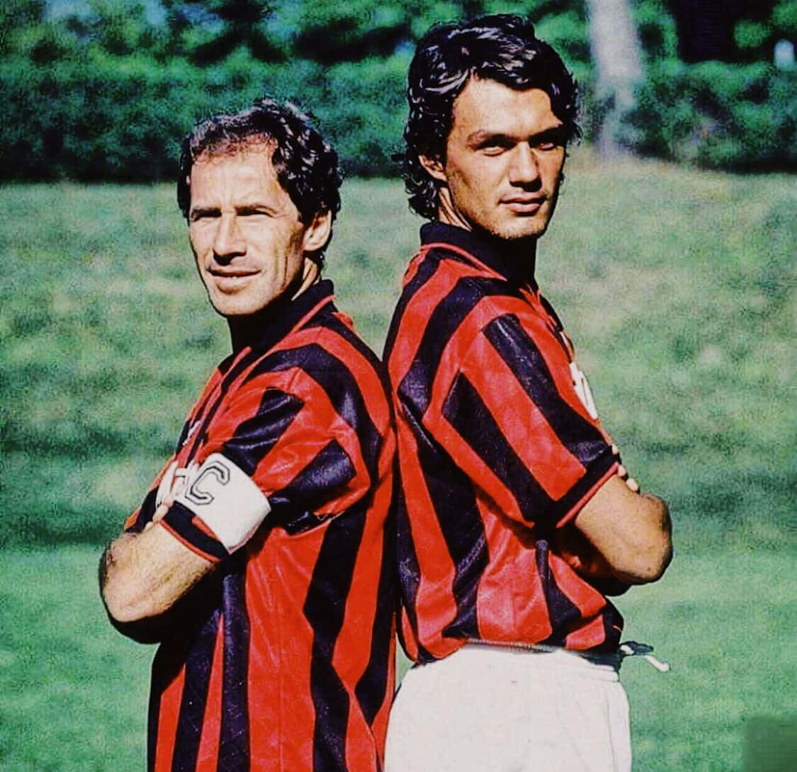 1125x1090 Download Franco Baresi And Teammate Paolo Maldini Wallpaper