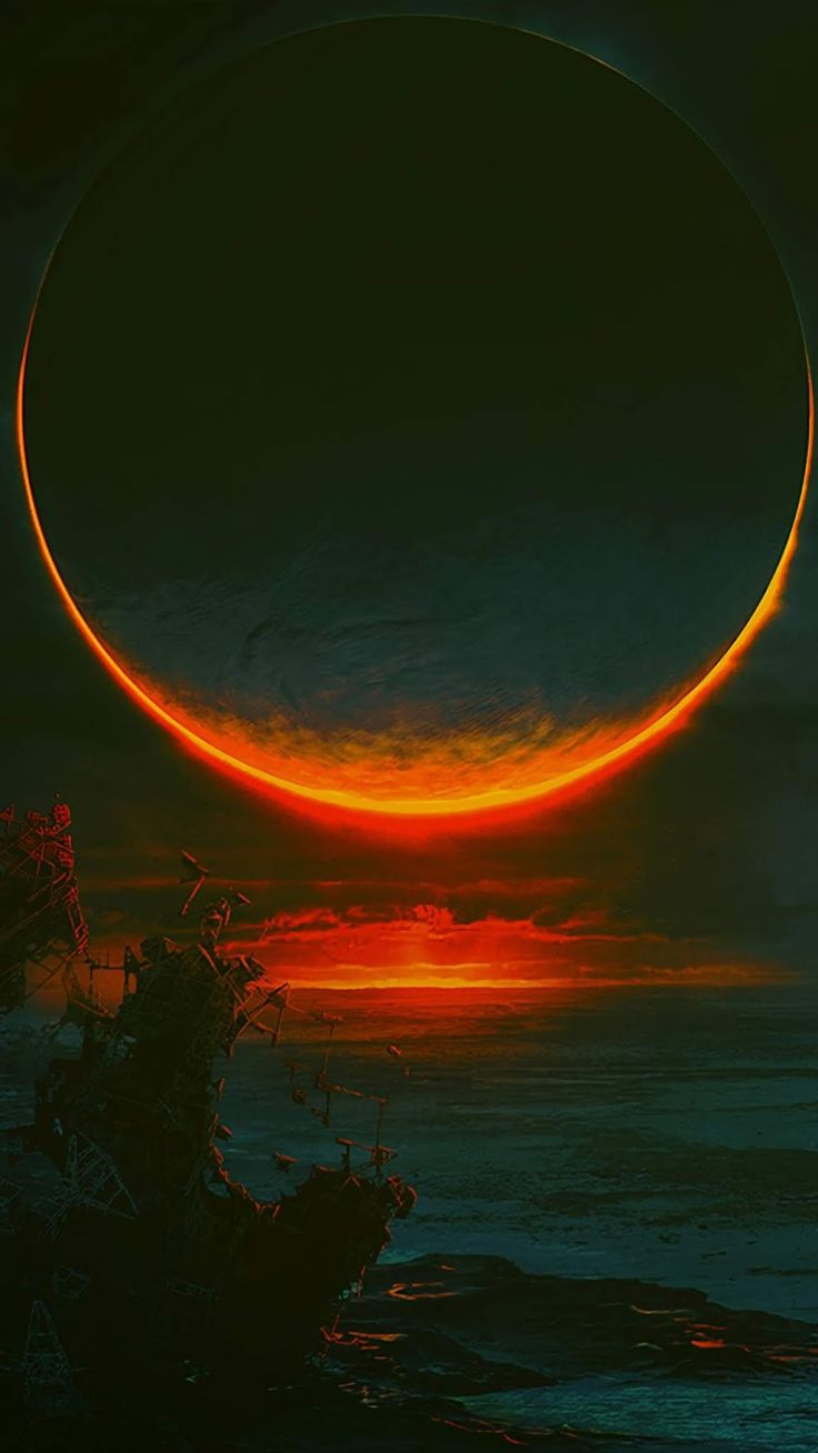 736x1308 Total eclipse phone wallpaper