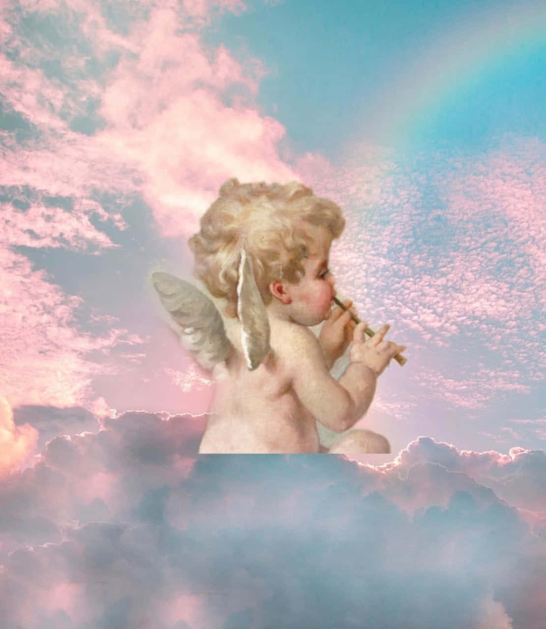 1111x1280 Download The vintage angel adorns a beautiful feathery dress Wallpaper