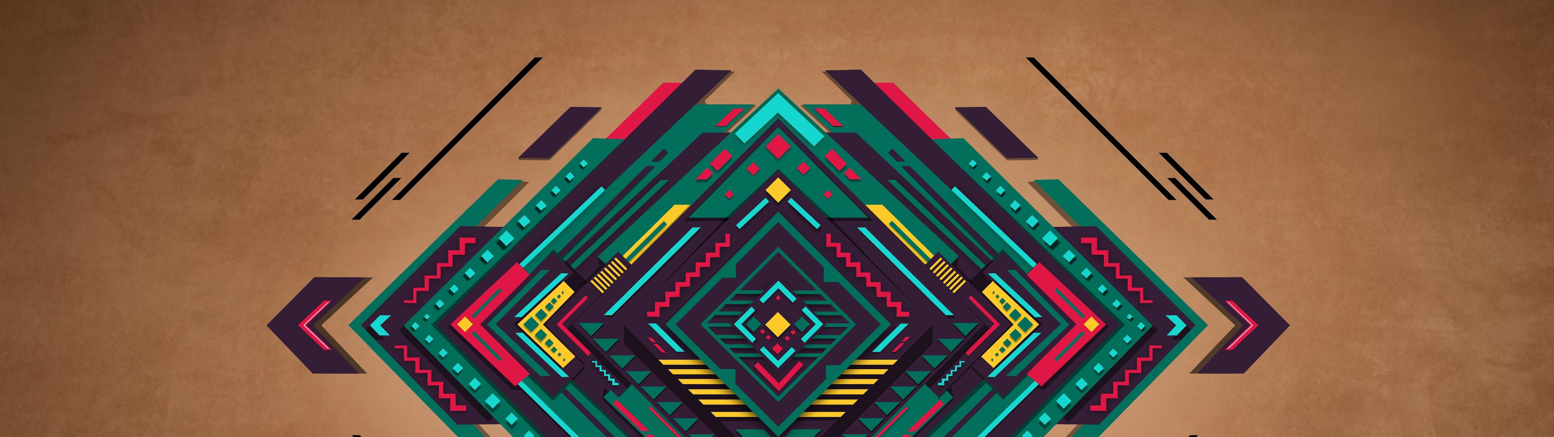 5120x1440 Colorful Geometric Shape Abstract 8K 4K Wallpaper HD