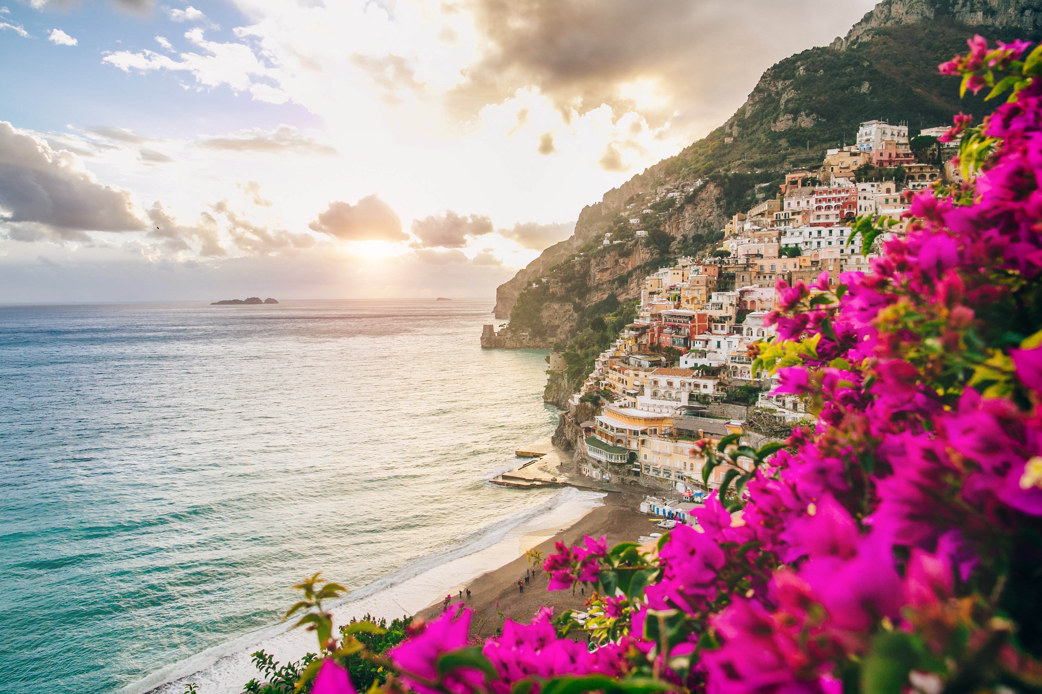 3600x2400 Wallpaper flowers, the city, coast, Italy, house, sea, Italy, coast for mobile and desktop, section природа, resolution 3600x2400