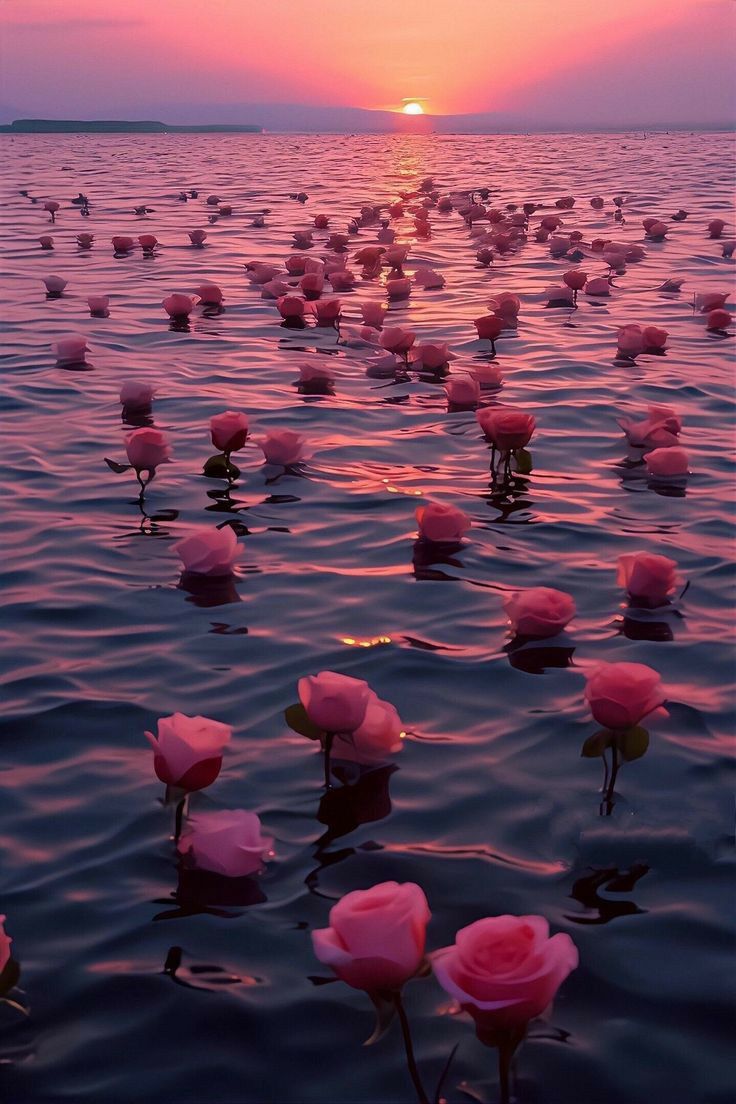 736x1104 Pink Flowers Floating in Water