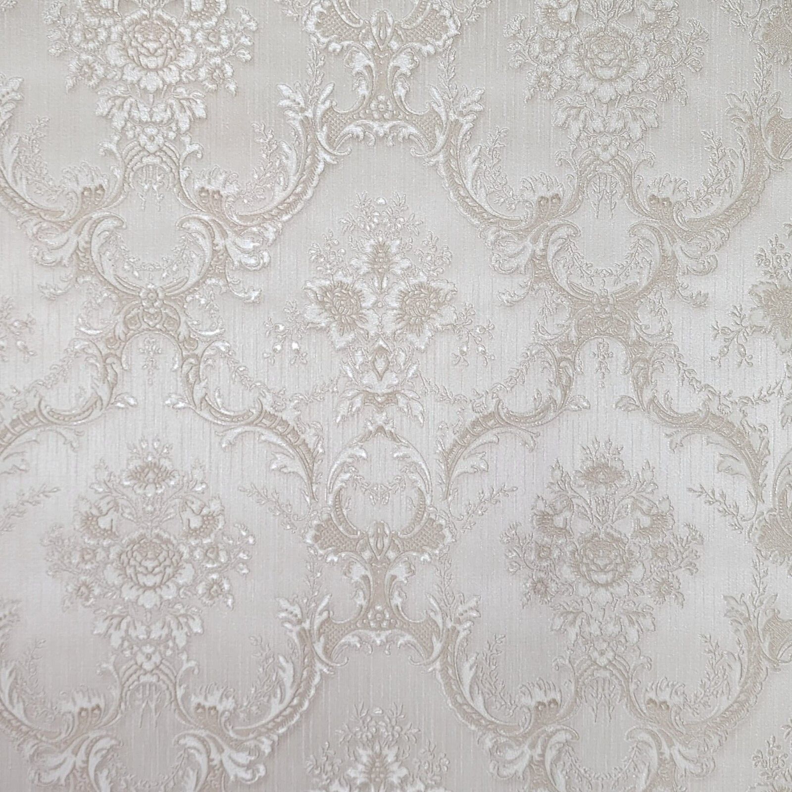 1600x1600 Z66839 Satin Beige cream Victorian damask faux silk fabric textured Wallpaper rolls 3D