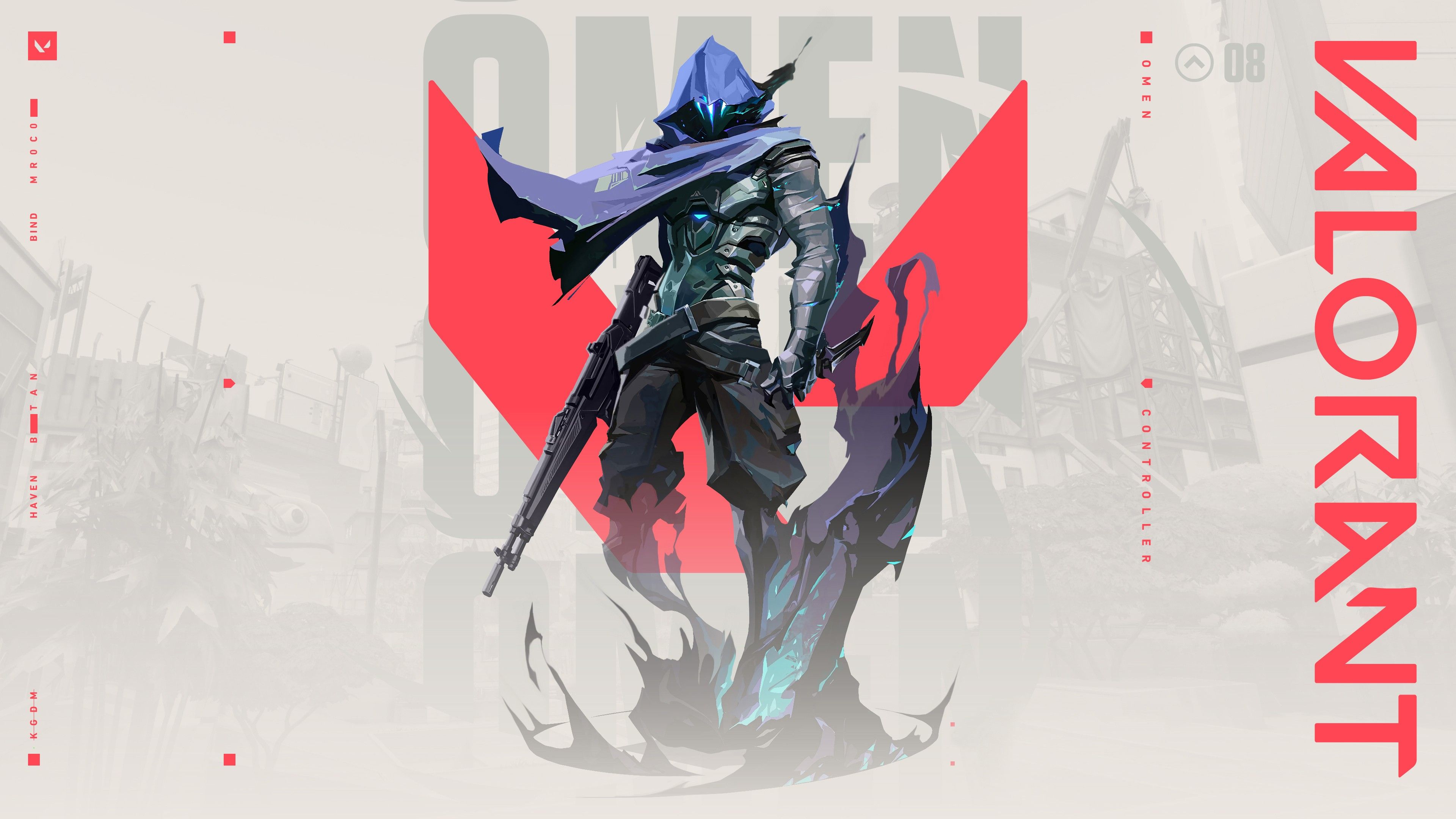 3840x2160 Omen White Background 4K HD Valorant Wallpaper