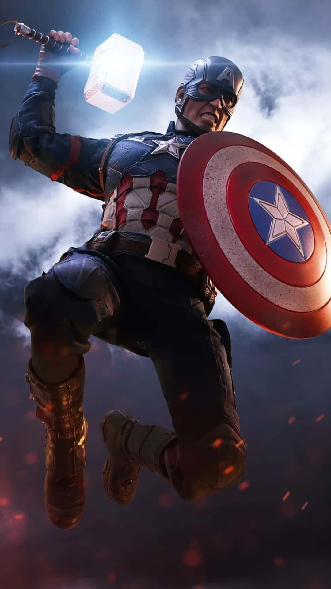 1080x1920 Download Witness The Full Power of Captain America In 'Avengers: Endgame' Wallpaper
