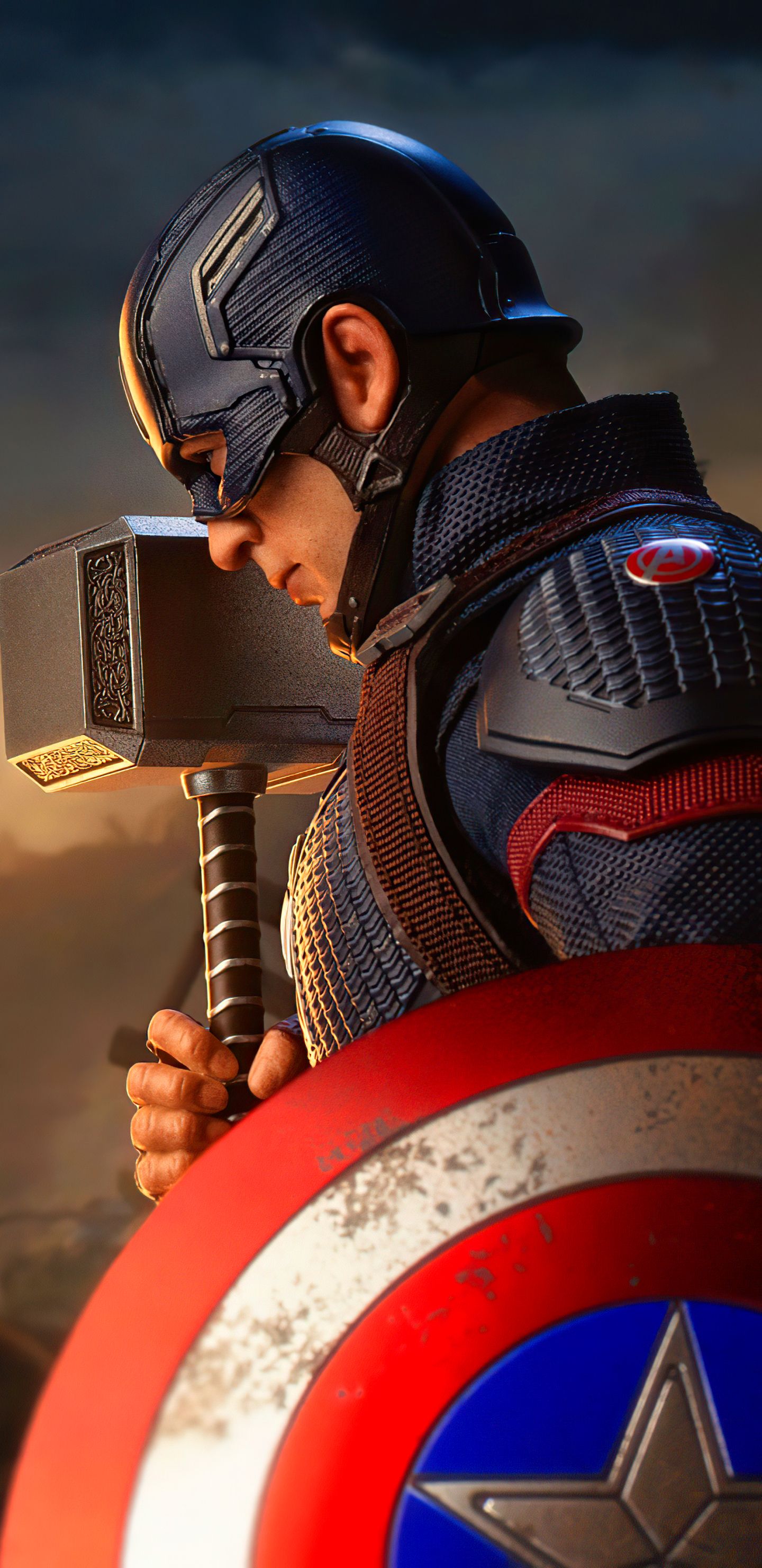 1440x2960 Phone wallpaper: Steve Rogers, Captain America, Avengers Endgame, Mjölnir, Movie, Shield, Chris Evans, Hammer, The Avengers 1180288